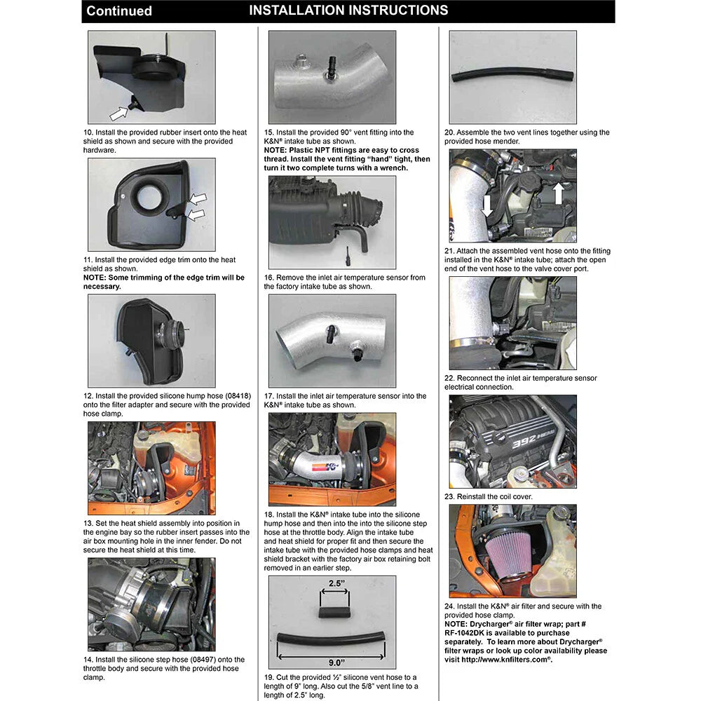 K&N Performance Intake Kit TYPHOON; 11 Dodge Challenger 6.4L V8