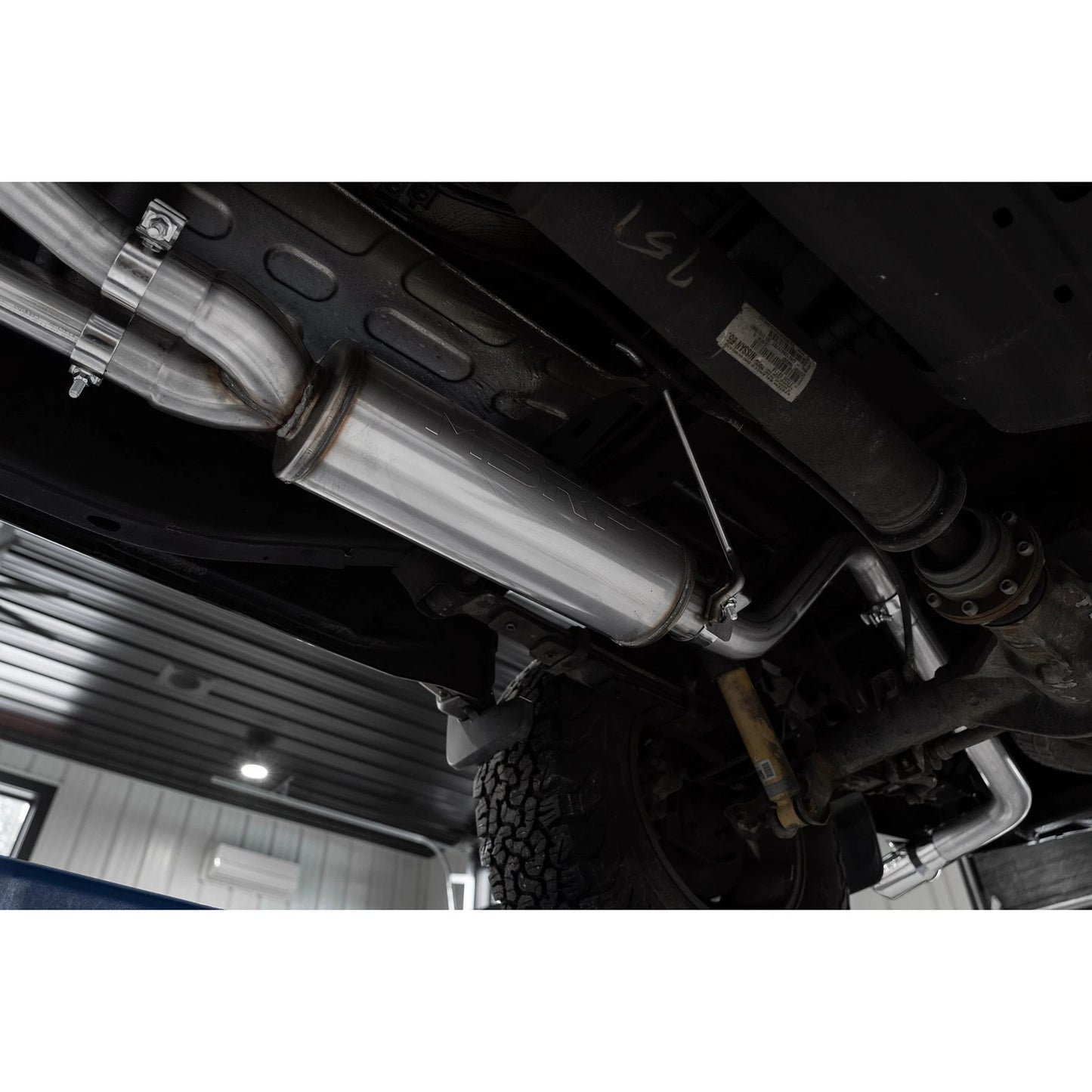 MBRP 22-23 Nissan Frontier 3.8L 3in Tip 3in Cat Back Turndown Exit Street Profile - Aluminized Steel