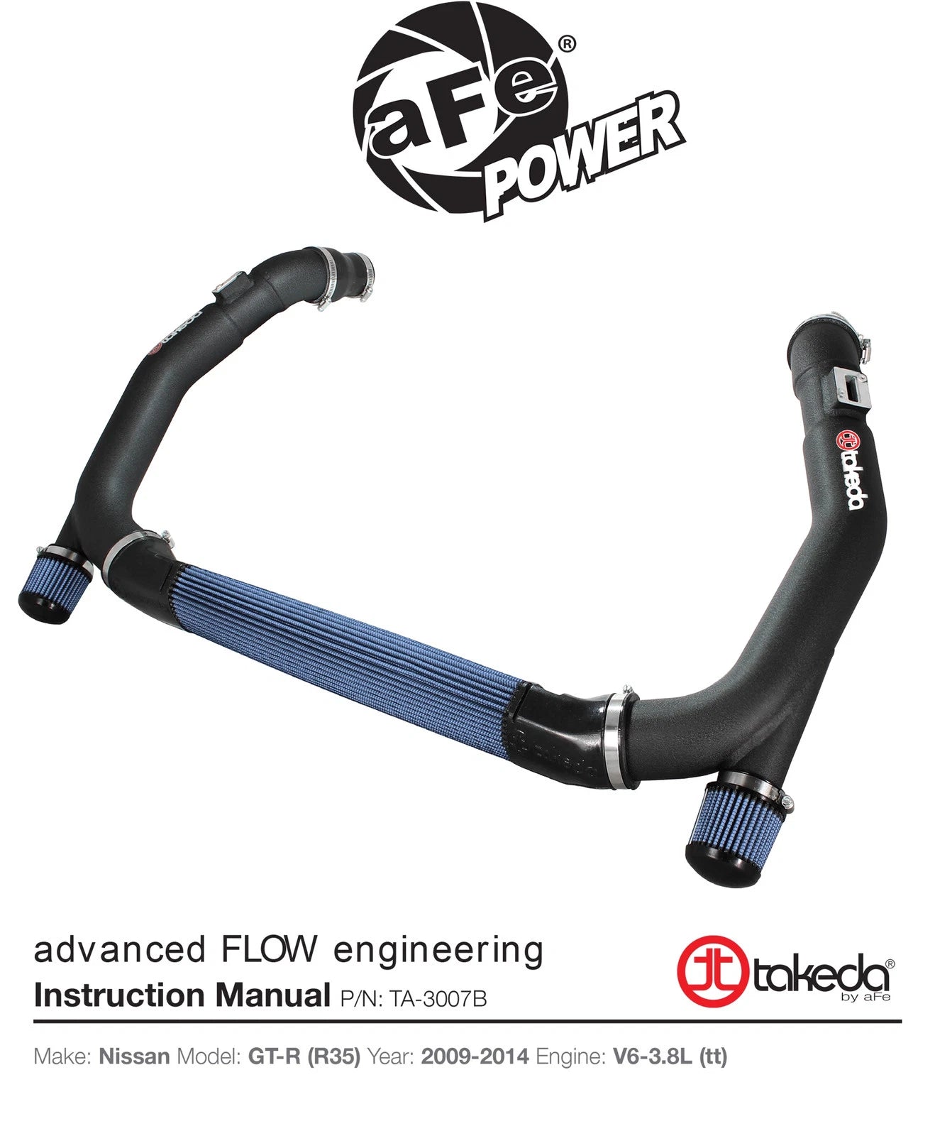 aFe Takeda Air Intake System Stage-2 PRO 5R 09-14 Nissan GT-R V6 3.8L (tt) - Black