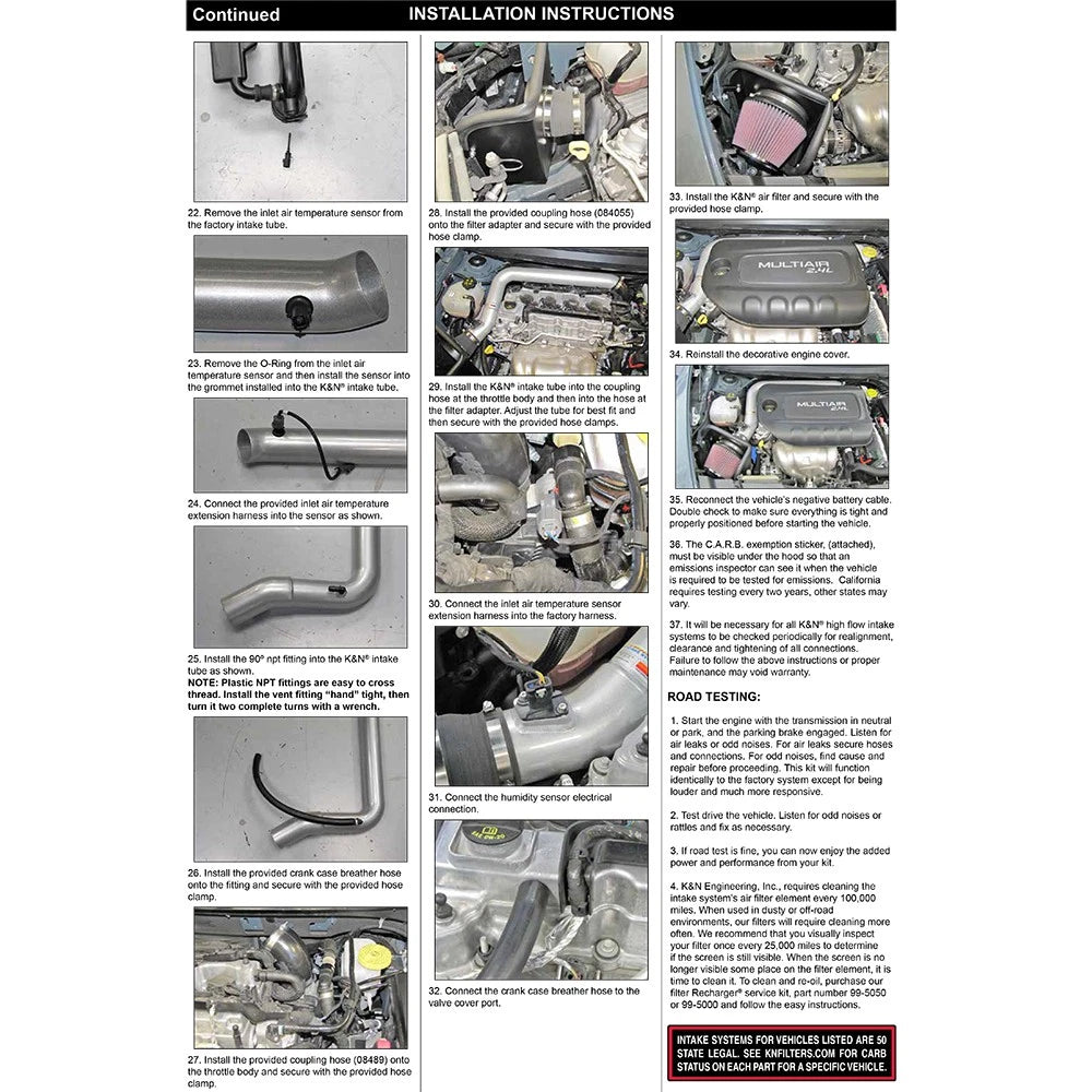 K&N 14-15 Jeep Cherokee 2.4L L4 High Flow Performance Intake Kit