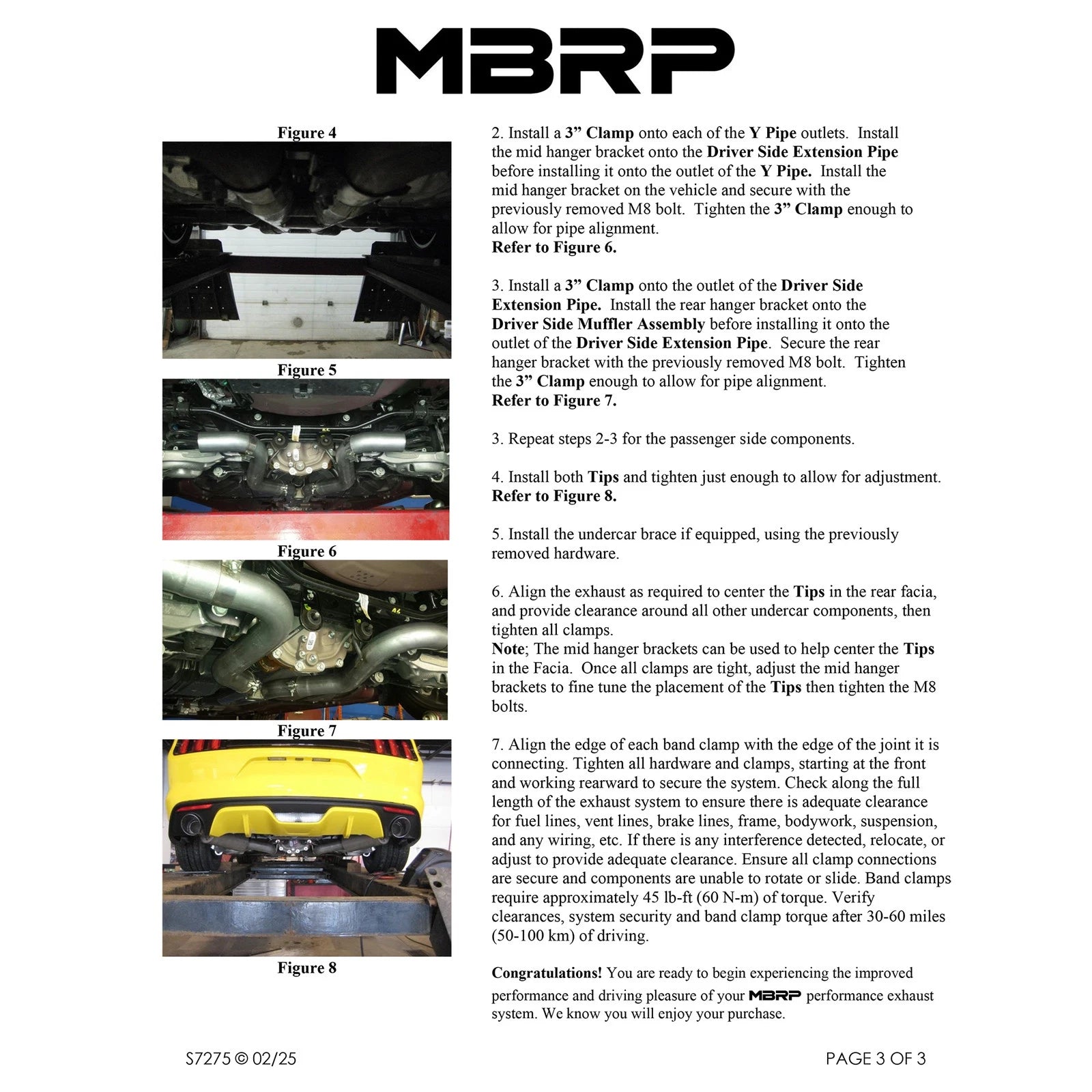 MBRP 15-19 Ford Mustang EcoBoost 2.3L Alum 3in Cat Back Dual Split Rear Exit (Race Version)
