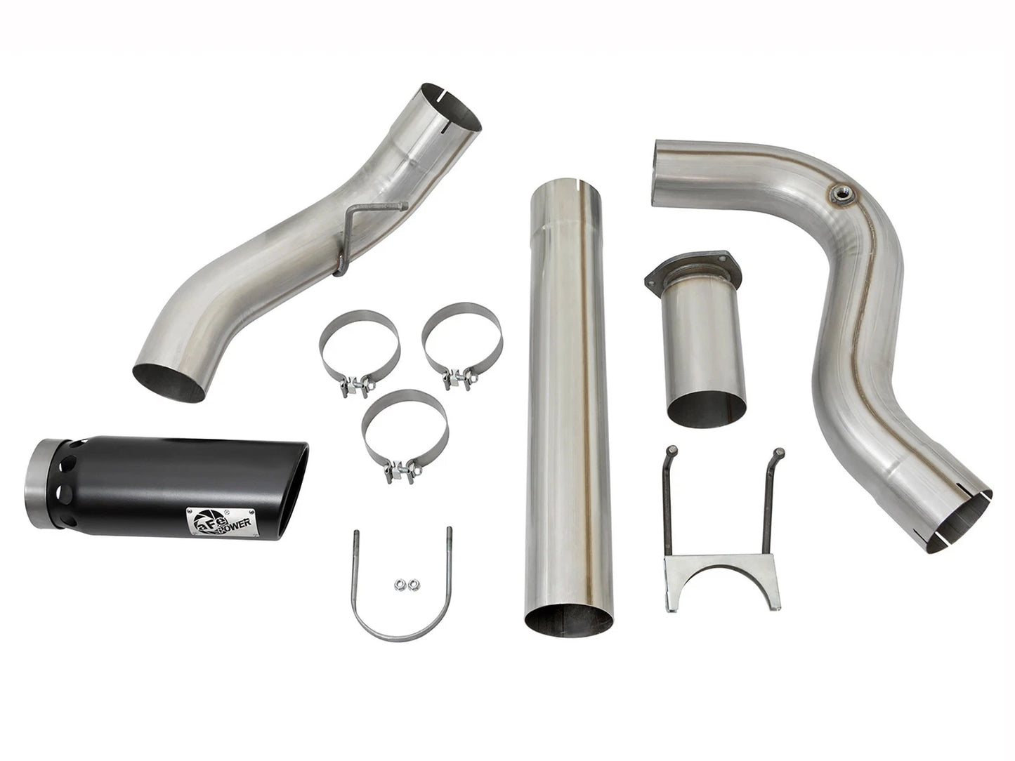 aFe Large Bore-HD 5in DPF Back 409 SS Exhaust System w/Black Tip 2017 Ford Diesel Trucks V8 6.7L(td)