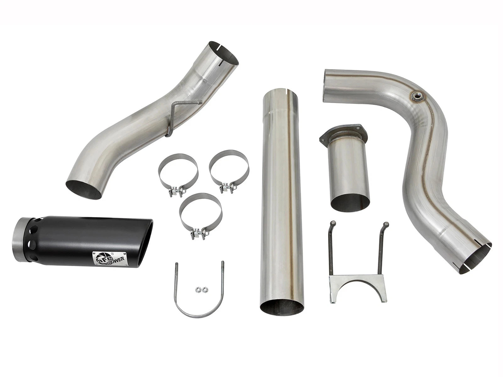 aFe Large Bore-HD 5in DPF Back 409 SS Exhaust System w/Black Tip 2017 Ford Diesel Trucks V8 6.7L(td)