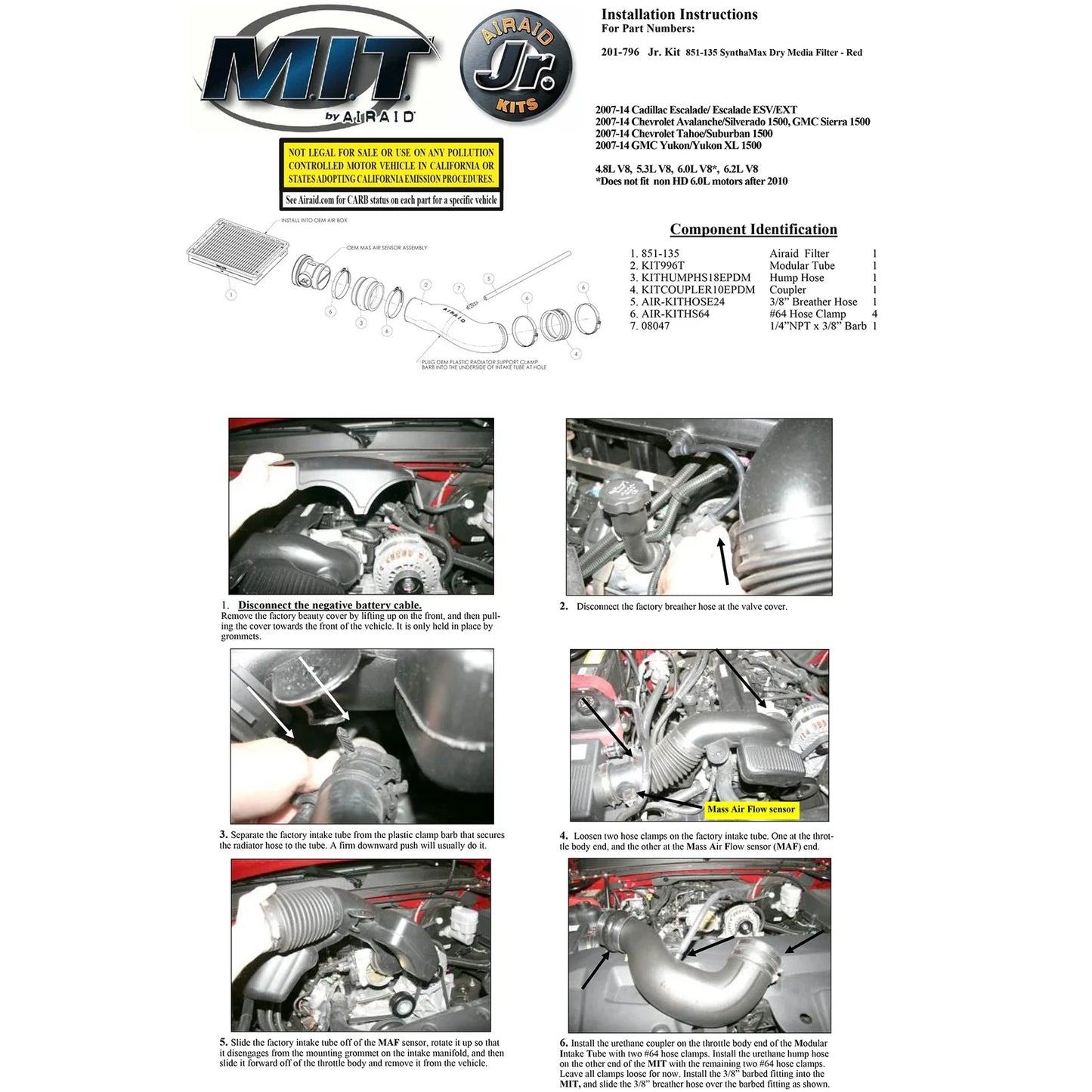 Airaid 07-13 Avalanche/Sierra/Silverado 4.3/4.8/5.3/6.0L Airaid Jr Intake Kit - Dry / Red Media