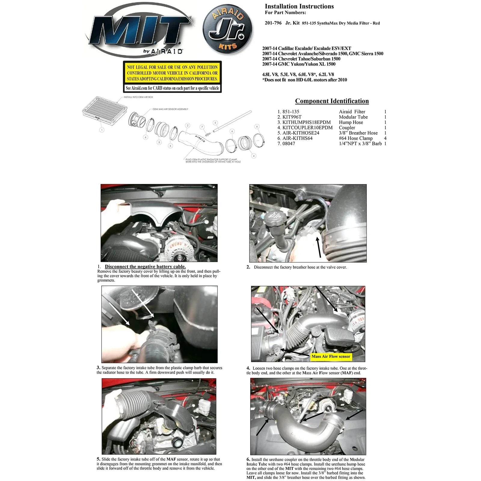 Airaid 07-13 Avalanche/Sierra/Silverado 4.3/4.8/5.3/6.0L Airaid Jr Intake Kit - Dry / Red Media