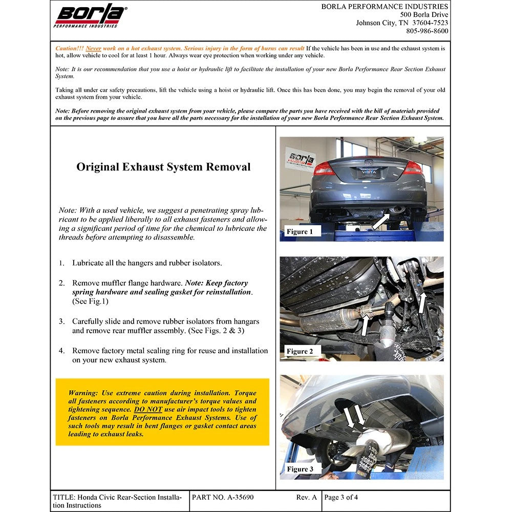 Borla 12-15 Honda Civic LX/HF/GX/EX-L/EX/DX 1.8L 4cyl FWD SS Exhaust (rear section only)