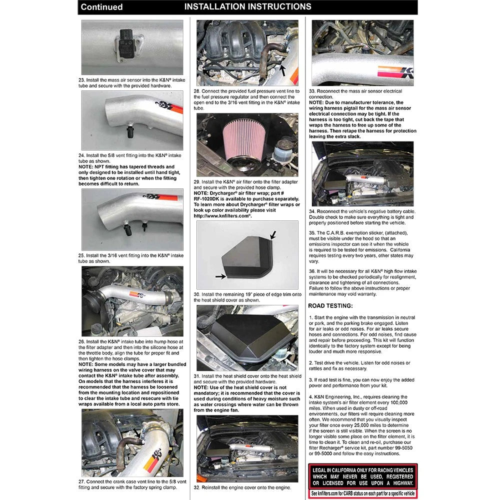 K&N 2010 Toyota FJ Cruiser 4.0L-V6 / 2010 4 Runner High Flow Performance Kit