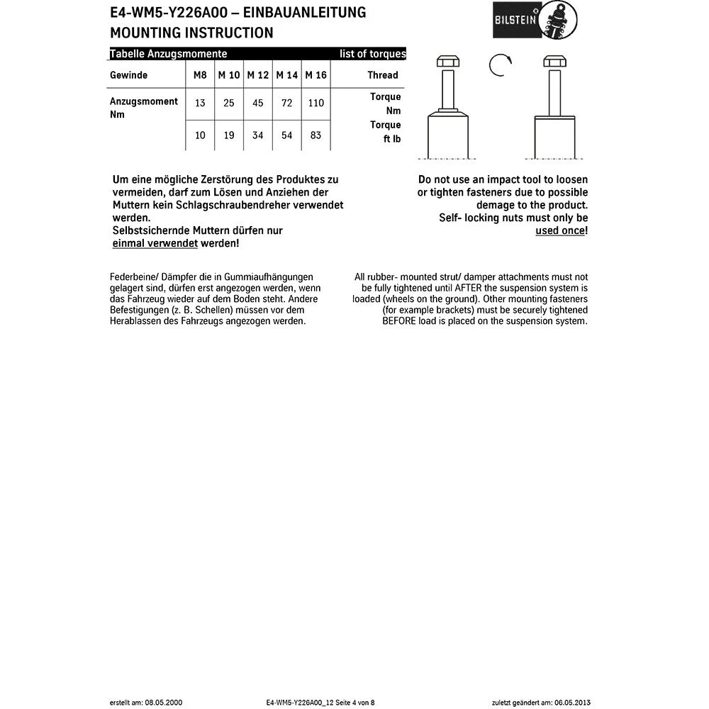 Bilstein B6 2003 Saab 41520 Arc Rear 46mm Monotube Shock Absorber