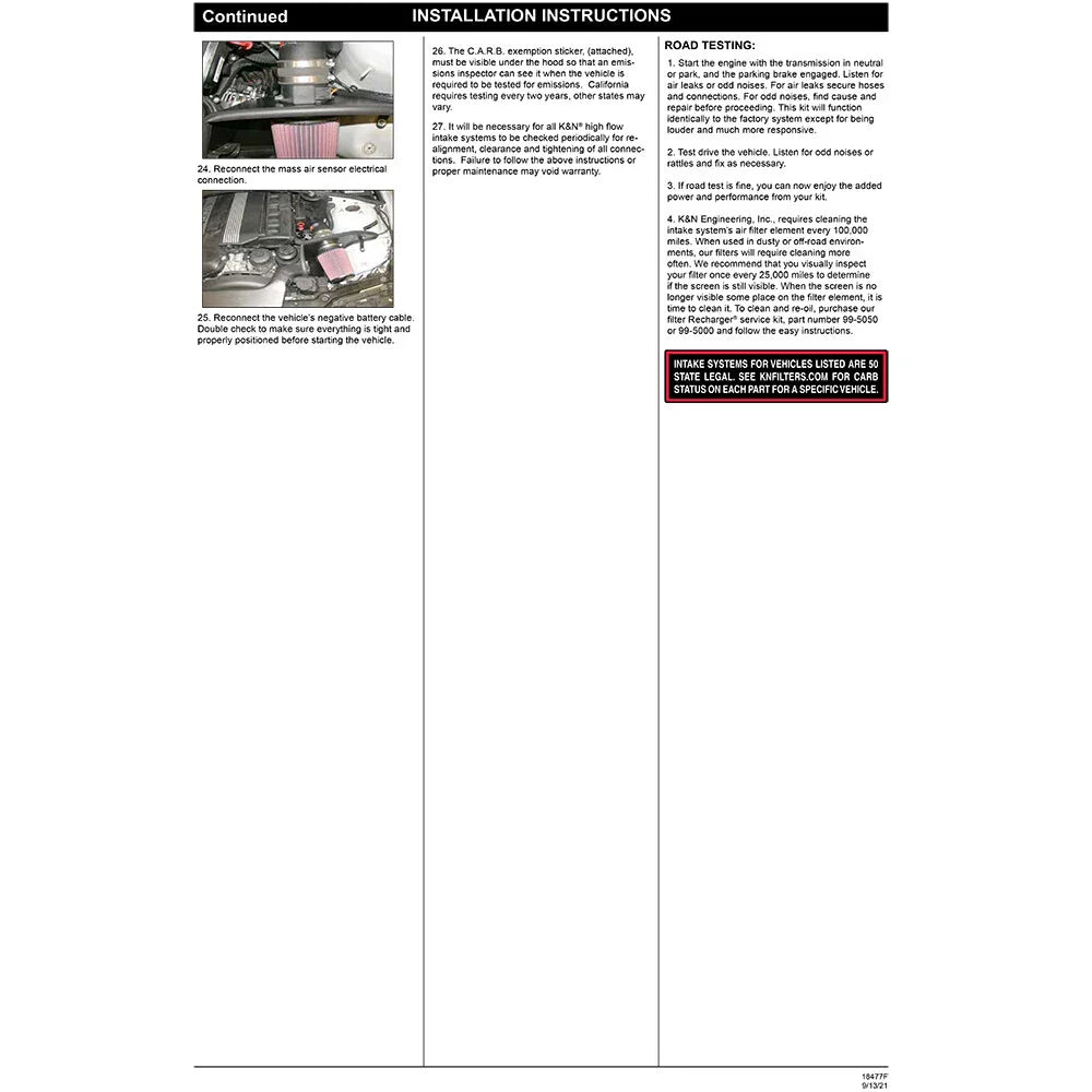 K&N 00-05 BMW 330 L6-3.0L E46 Performance Intake Kit