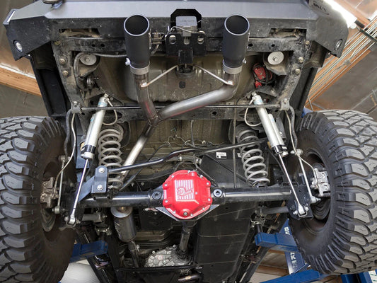 aFe Rebel Series CB 2.5in Dual Center Exit SS Exhaust w/ Black Tips 07-15 Jeep Wrangler 3.6L/3.8L V6