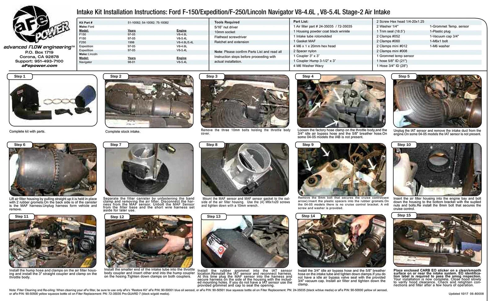 aFe MagnumFORCE Intakes Stage-2 P5R AIS P5R Ford F-150 97-05 V8-4.6/5.4L