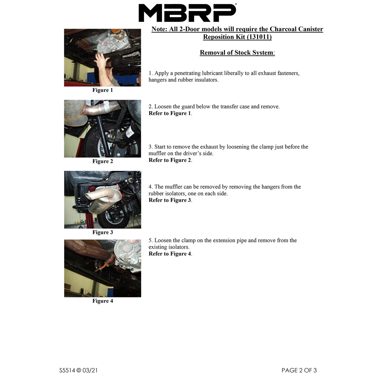 MBRP 2007-2009 Jeep Wrangler (JK) 3.8L V6 4 dr Off-Road Tail Pipe Muffler before Axle