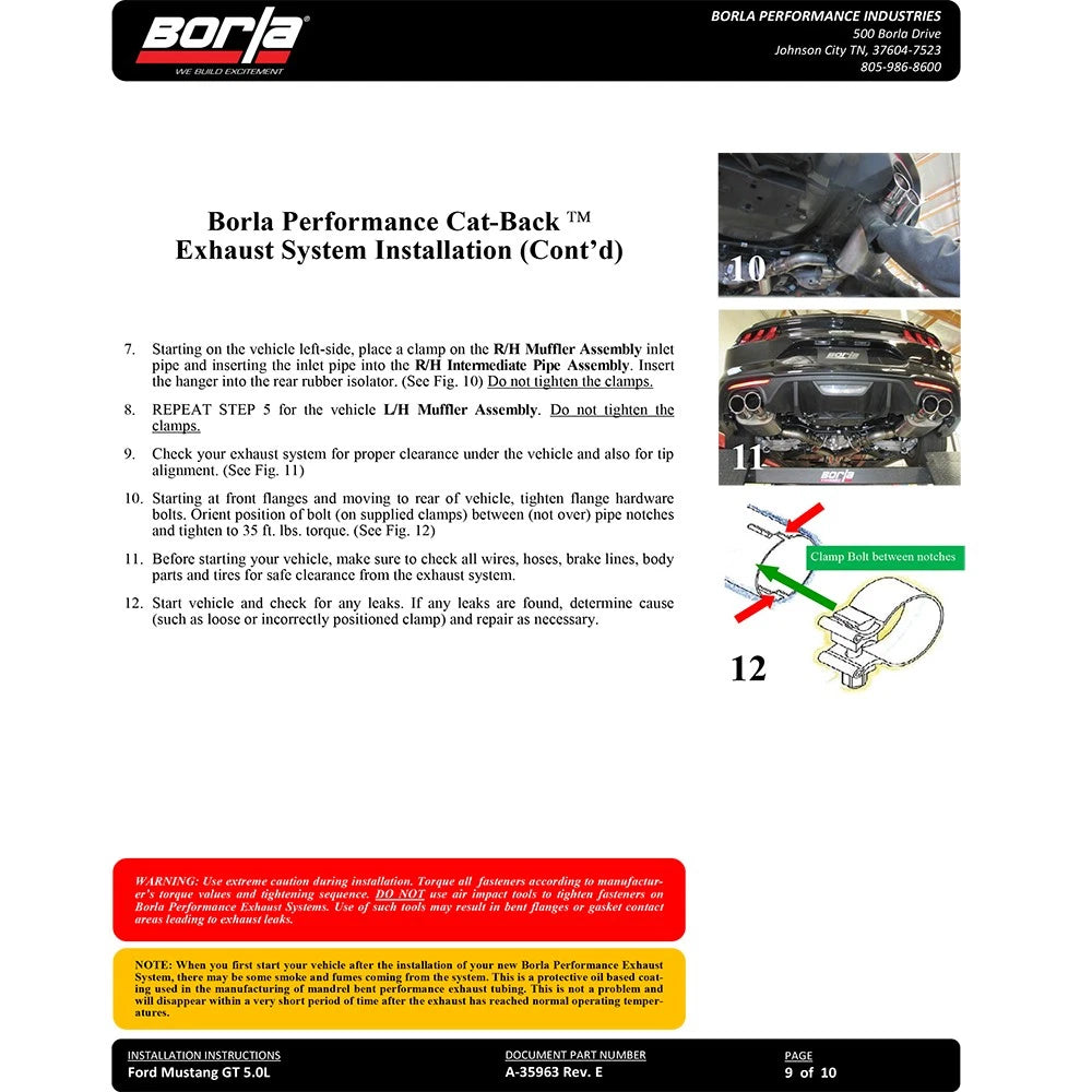 Borla 2018 Ford Mustang GT (A/T / M/T) 3in ATAK Catback Exhaust w/o Valves w/ Black Chrome Tips