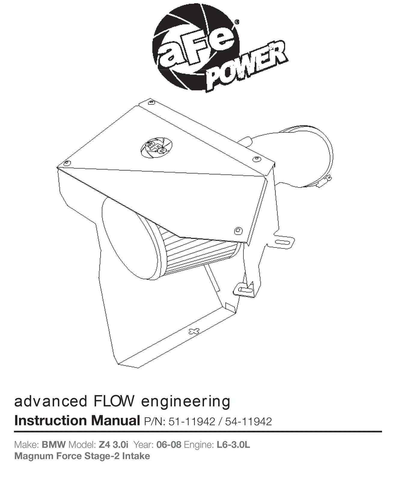 aFe MagnumFORCE Intakes Stage-2 P5R AIS P5R BMW Z4 3.0i (E85/E86) 06-08 L6-3.0L