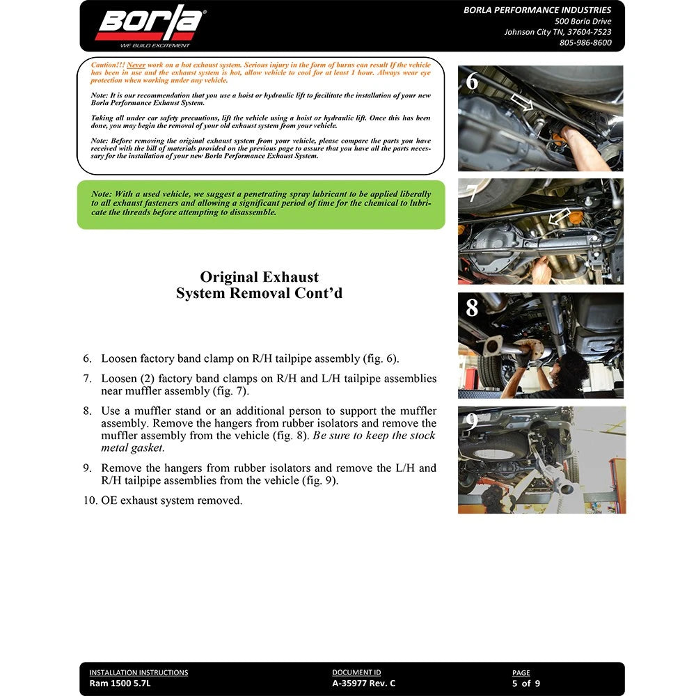 Borla 2019 RAM 1500 5.7L V8 AT 4DR Crew Cab Short Bed Atak SS Catback Exhaust - Black Chrome Tip