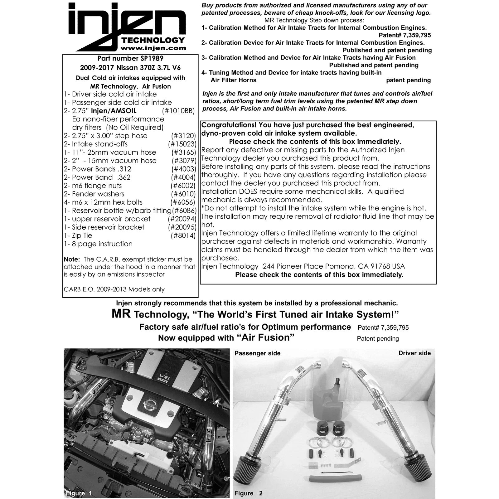 Injen 09-20 Nissan 370Z Polished Cold Air Intake