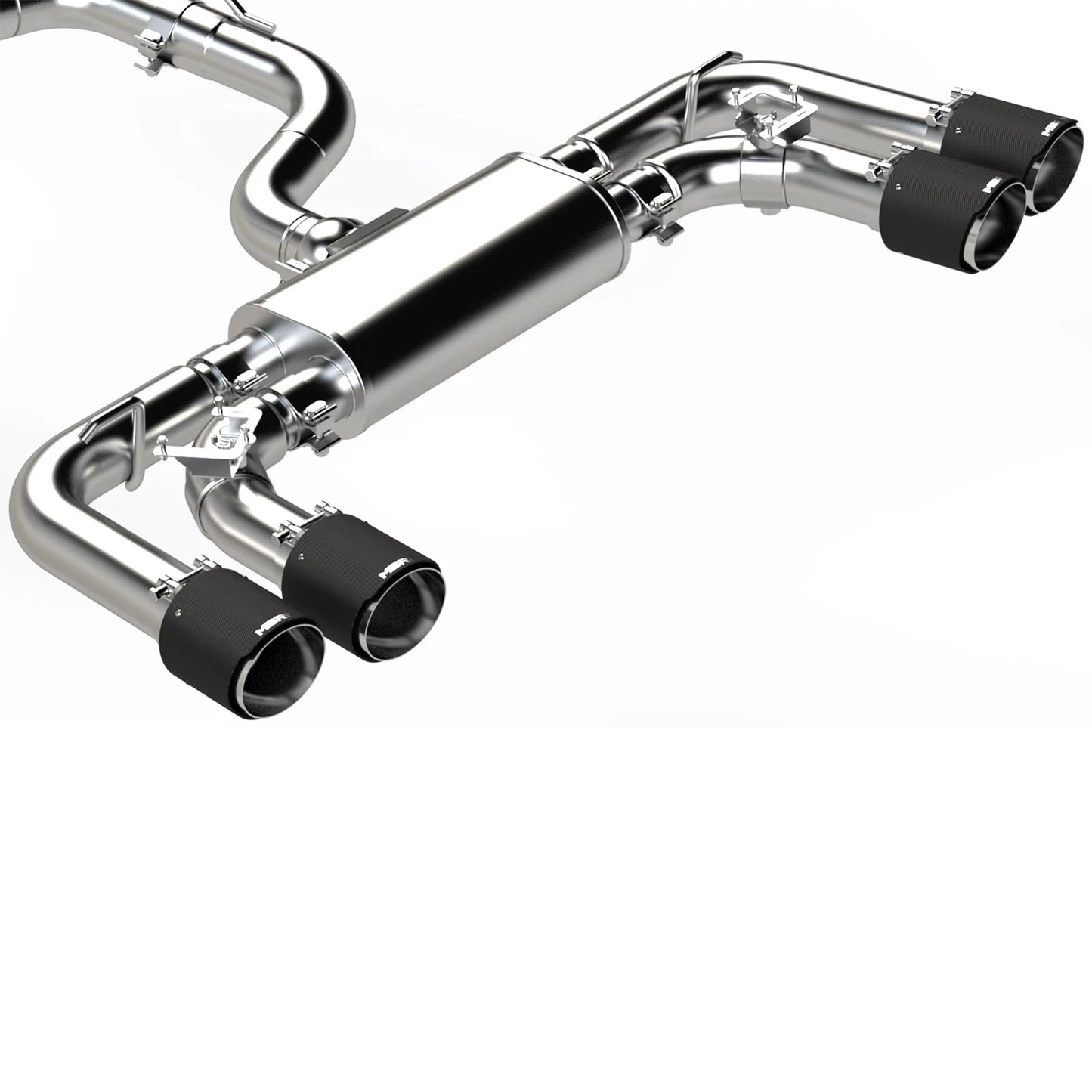 MBRP 2022 Volkswagen Golf R MK8 T304 Stainless Steel 3in Cat-Back, Quad Rear Exit- Carbon Fiber Tip