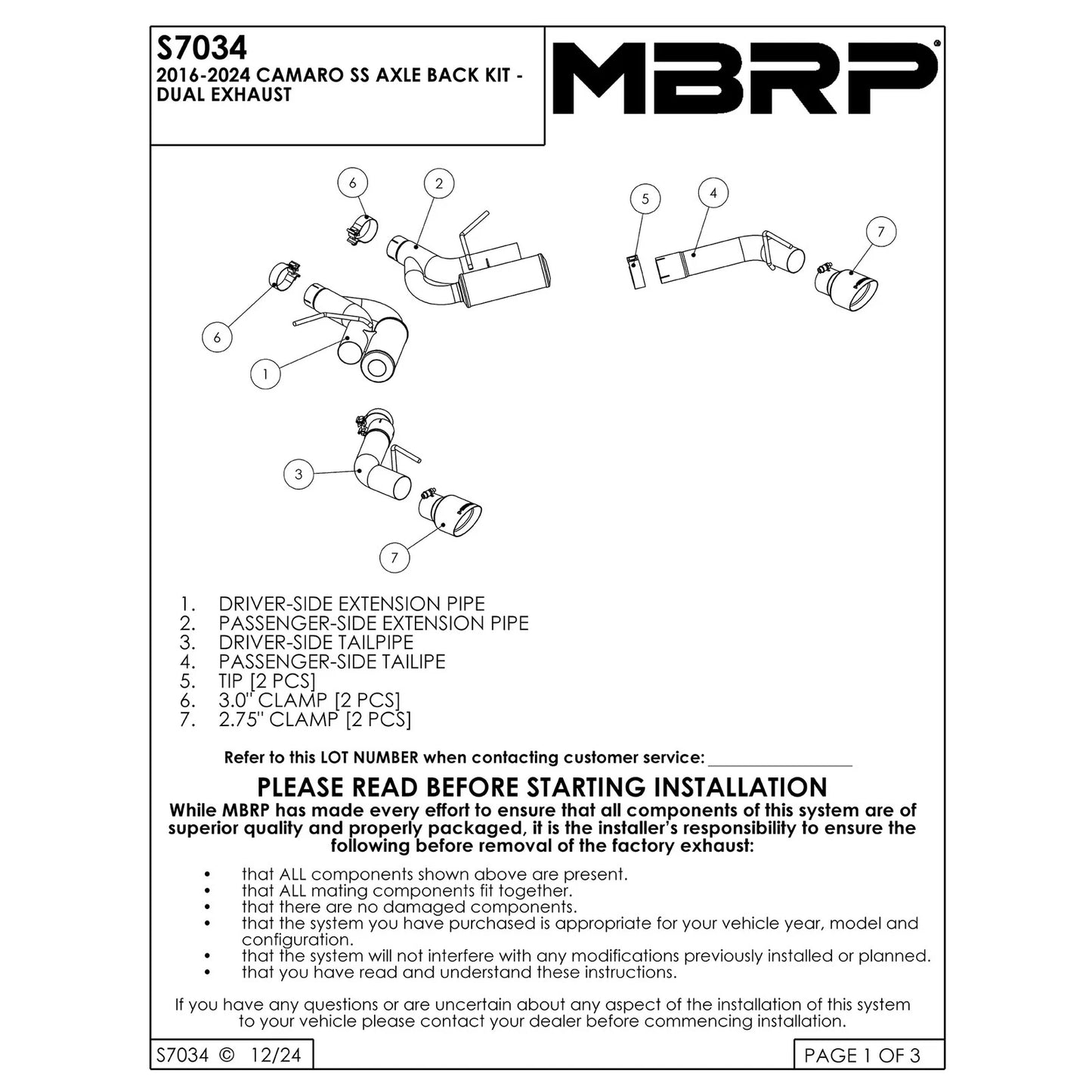 MBRP 16-19 Chevrolet Camaro SS Dual Rear Exit Axle Back w/ 4.5in OD Tips - T409 (Non NPP Models)