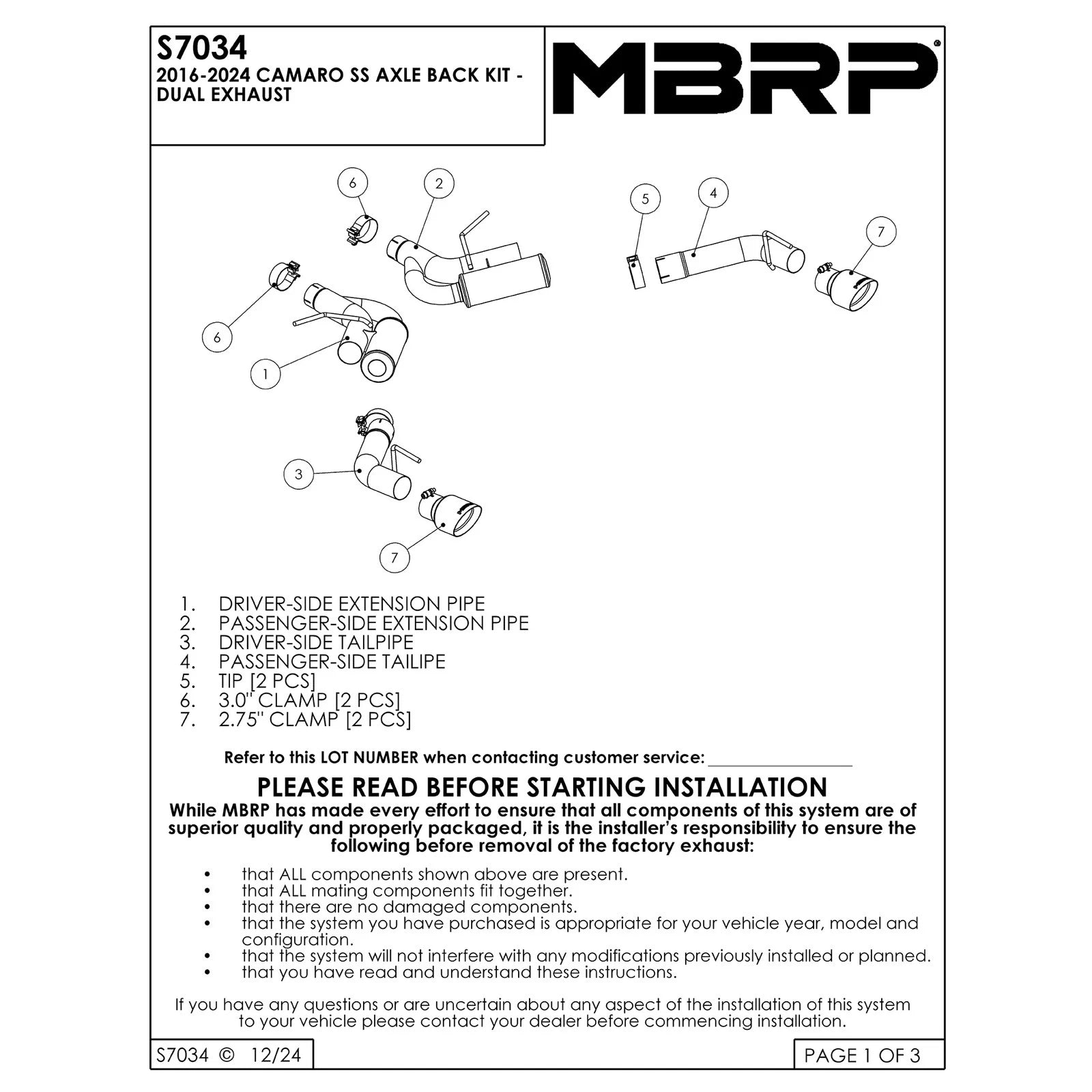 MBRP 16-19 Chevrolet Camaro SS Dual Rear Exit Axle Back w/ 4.5in OD Tips - T409 (Non NPP Models)