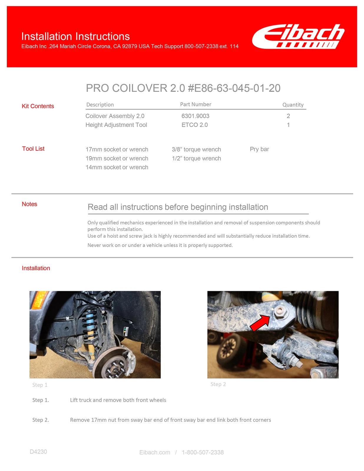 Eibach 22-25 Nissan Frontier S Pro-Truck Front Coilover Kit