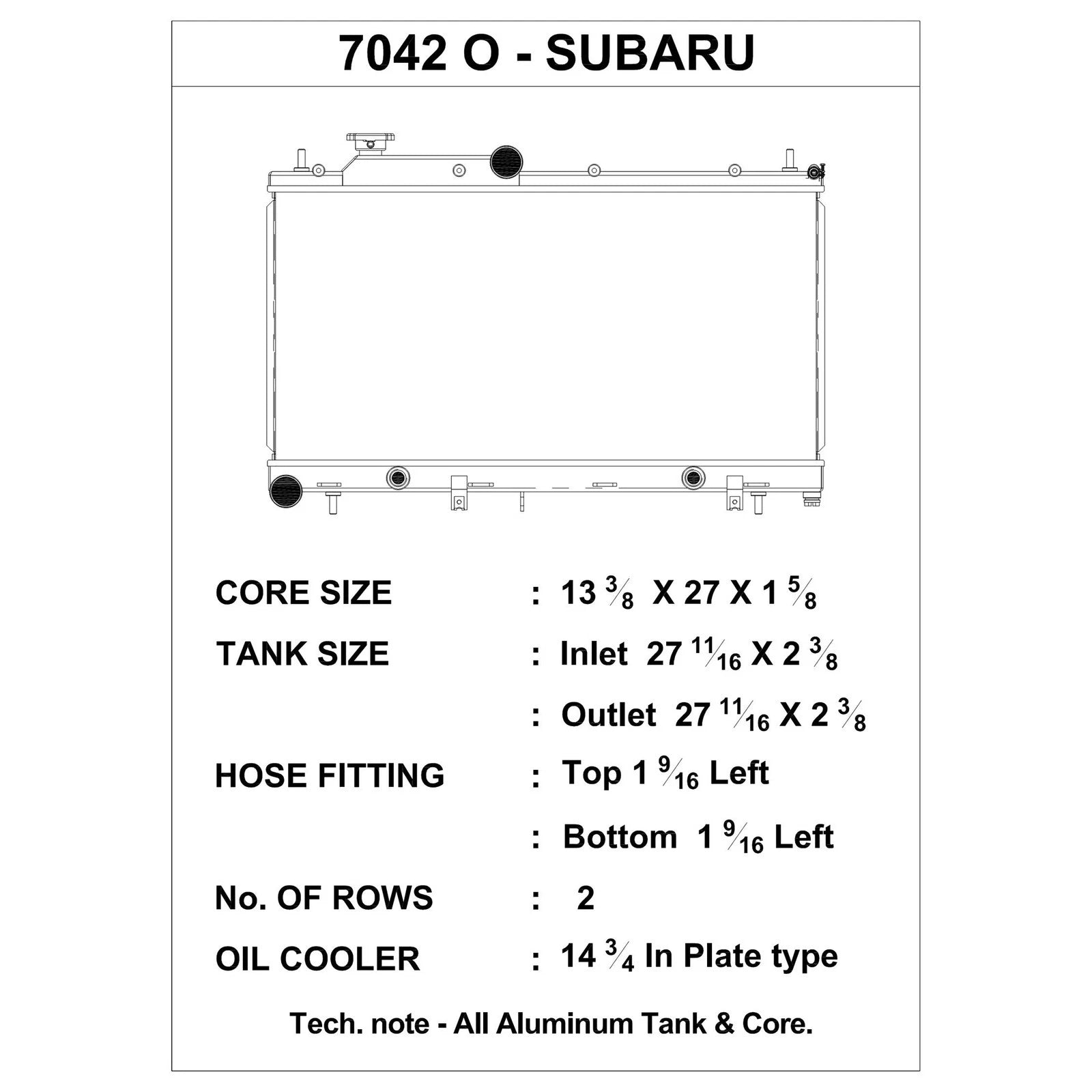 CSF 08-15 Subaru WRX/STI 2-Row Radiator w/Built-In Oil Cooler