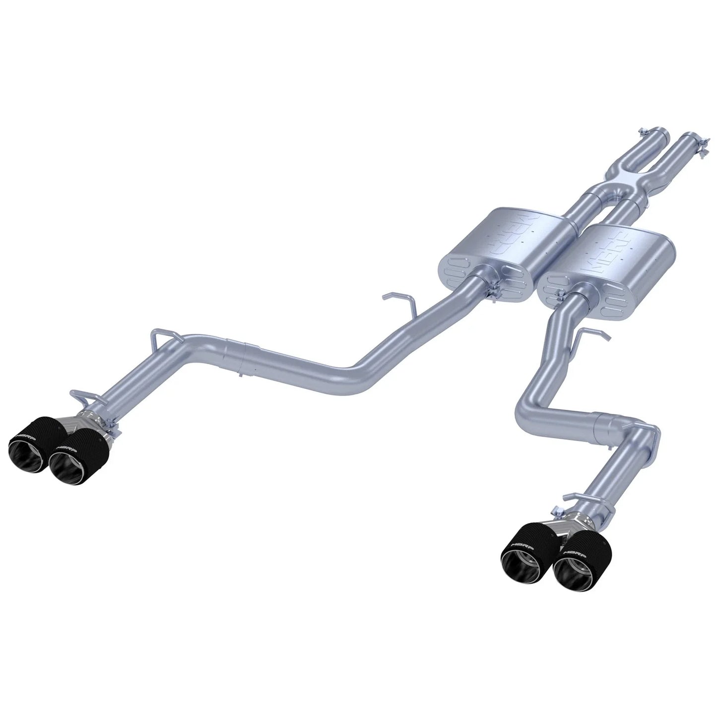 MBRP 2015+ Dodge Challenger 3.6L SS 2.5in Quad Tip Split Rear Exit w/ Carbon Fiber Tips - T304