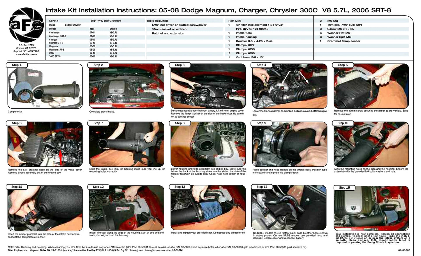 aFe MagnumFORCE Intakes Stage-2 P5R AIS P5R Dodge Magn/Chry 300C 05-10 V8-5.7