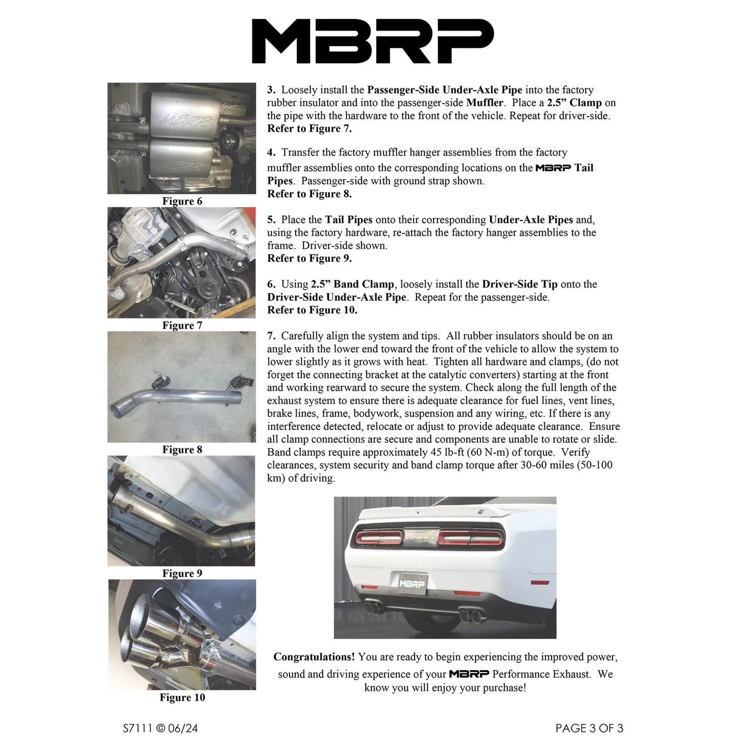 MBRP 2015+ Dodge Challenger 3.6L SS 2.5in Quad Tip Split Rear Exit w/ Carbon Fiber Tips - T304
