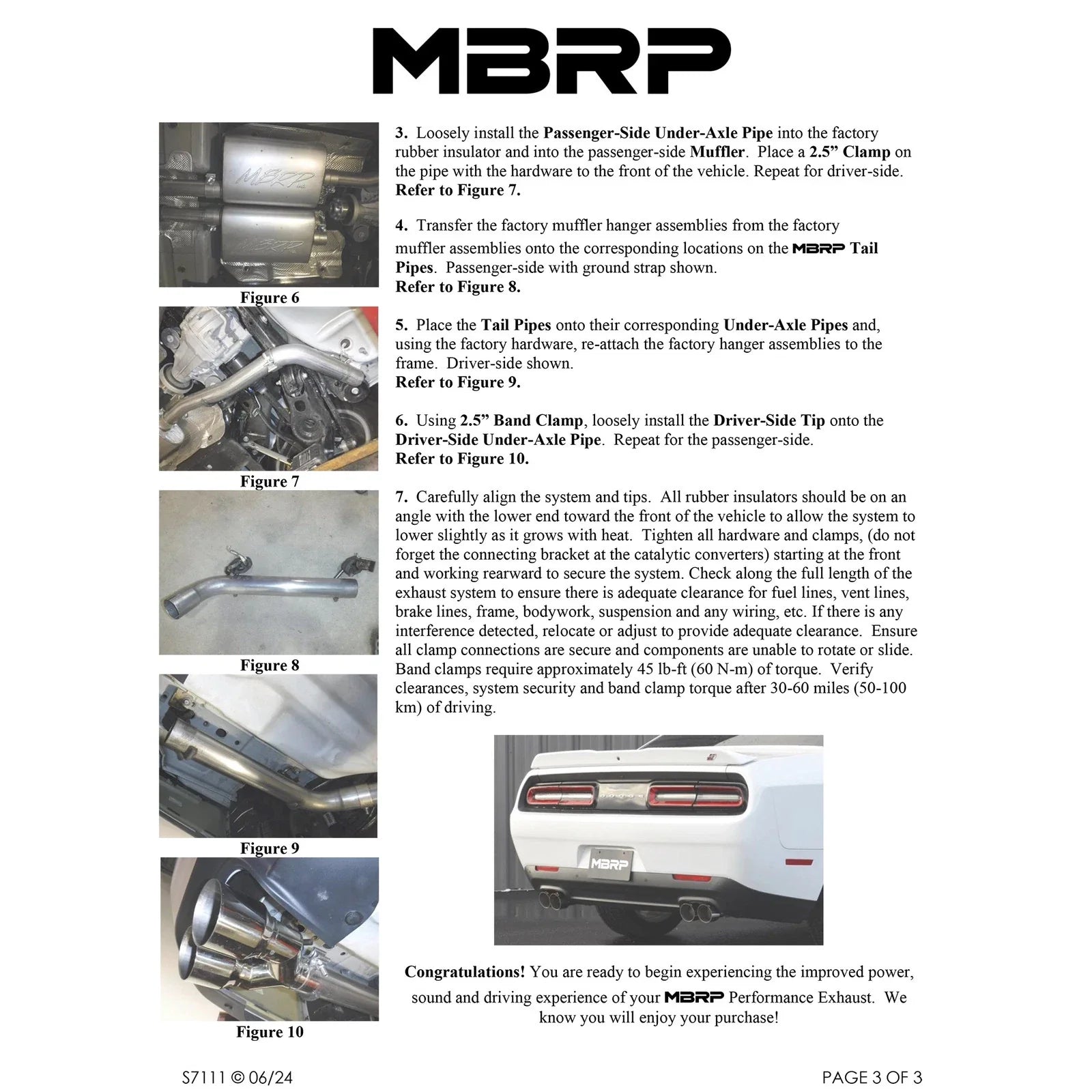 MBRP 2015+ Dodge Challenger 3.6L SS 2.5in Quad Tip Split Rear Exit w/ Carbon Fiber Tips - T304