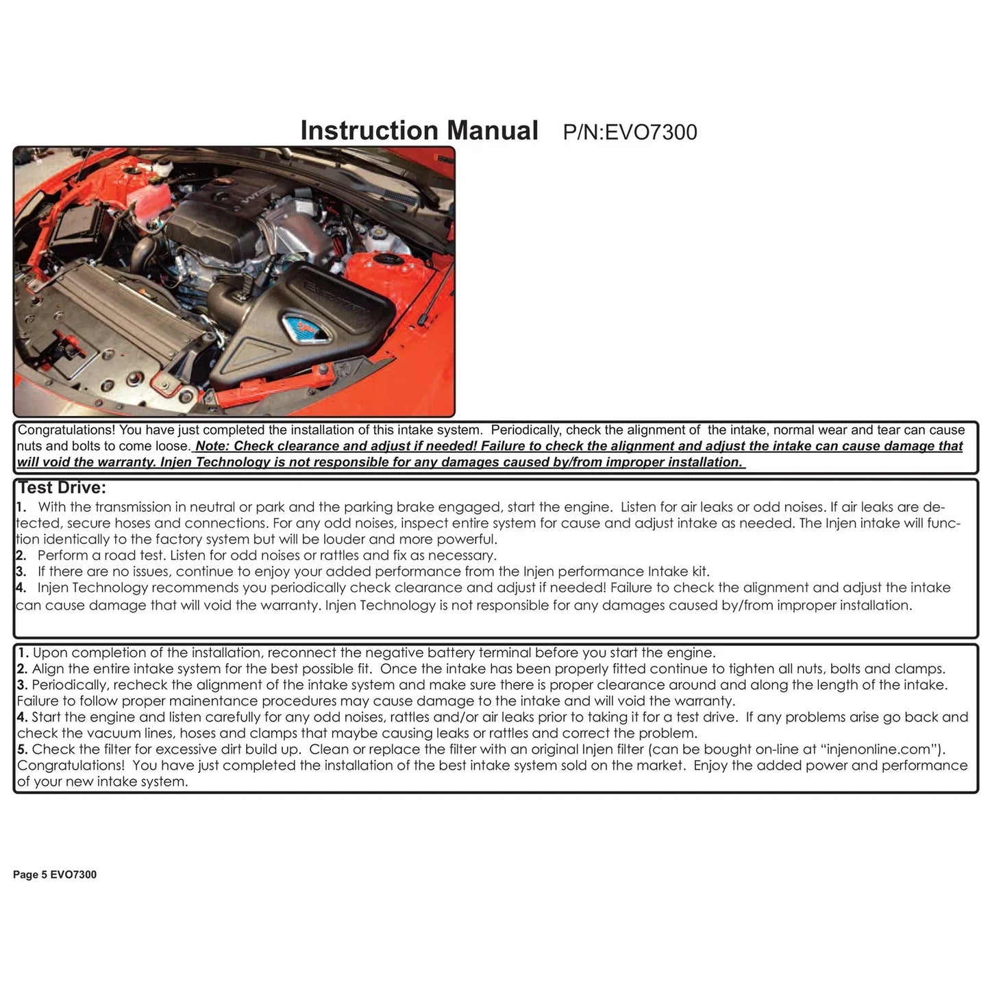 Injen 16-20 Chevy Camaro L4 2.0L Turbo LTG Ecotoec (LT) Evolution Intake