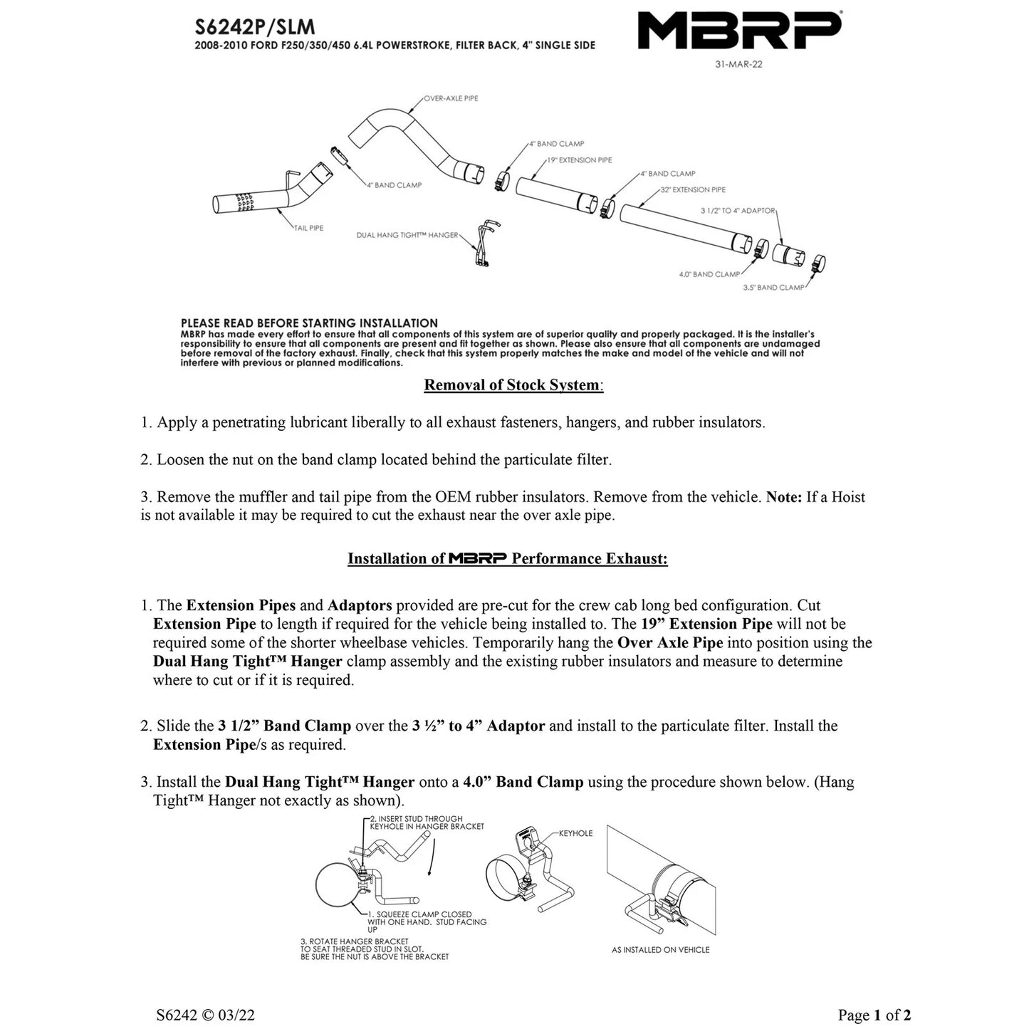 MBRP 2008-2009 Ford F250/350/450 6.4 L P Series Exhaust System