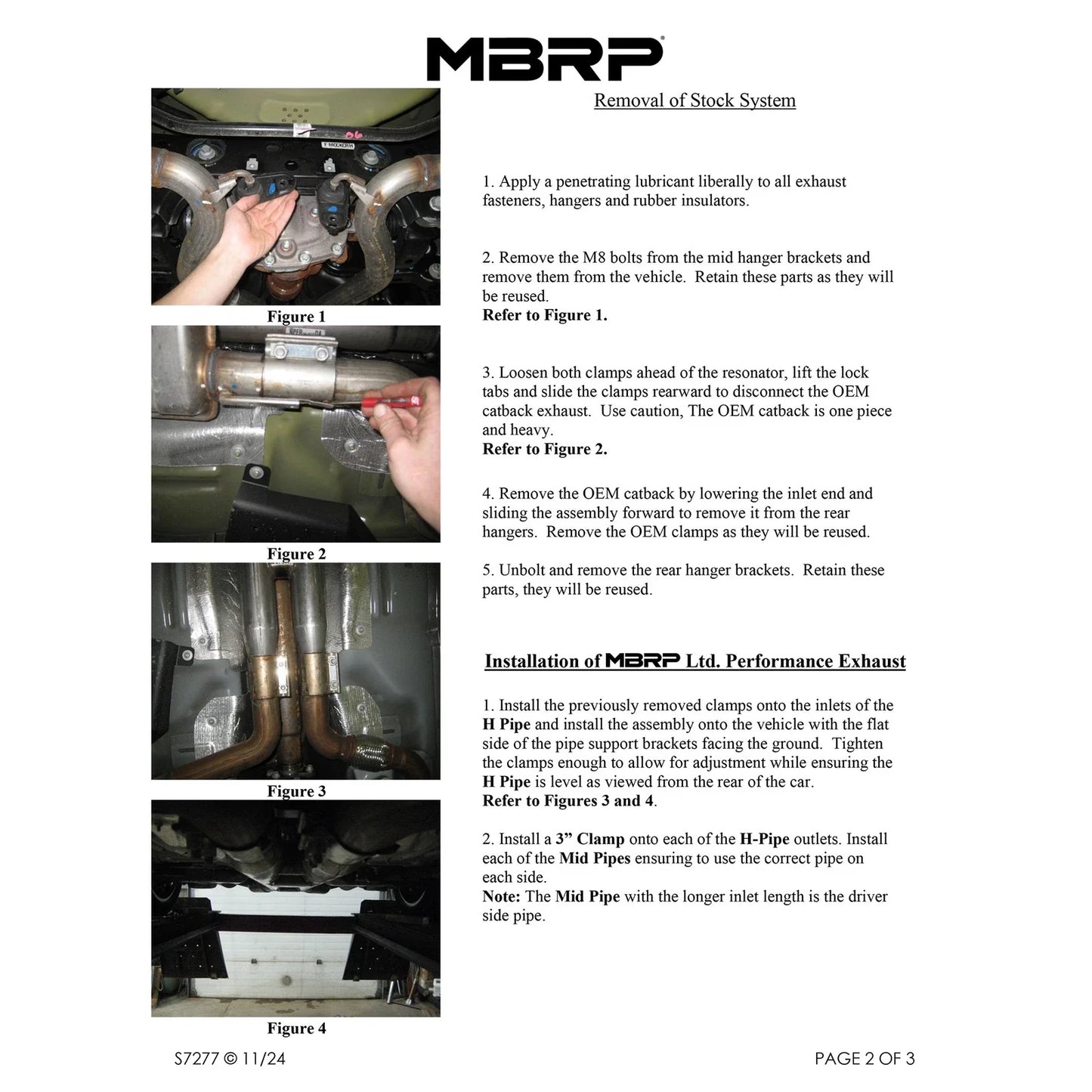 MBRP 15 Ford Mustang GT 5.0 3in Cat Back Dual Split Rear Street Version 4.5in Tips - Black Coated