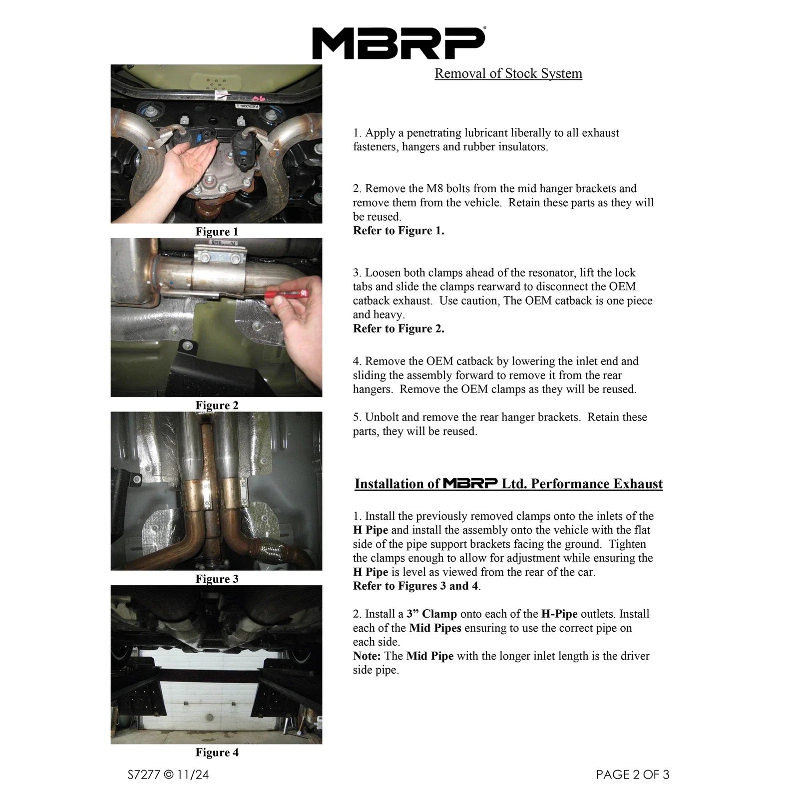 MBRP 15 Ford Mustang GT 5.0 3in Cat Back Dual Split Rear Street Version 4.5in Tips - Black Coated