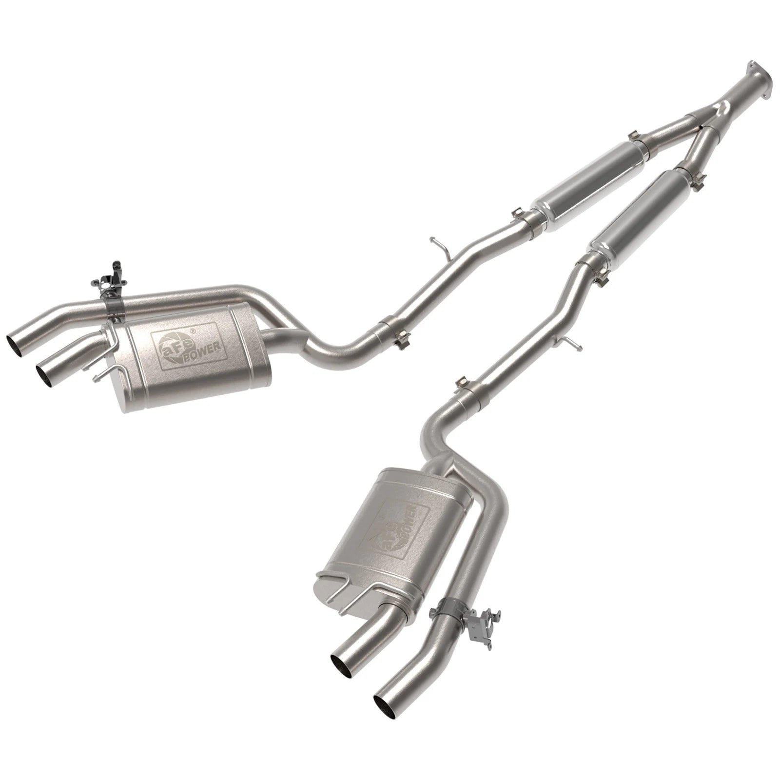 aFe Gemini XV 3in to Dual 2-1/2in 304 SS Cat-Back Exhaust w/ Cut-Out 18-21 Kia Stinger L4-2.0L (t)