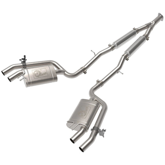 aFe Gemini XV 3in to Dual 2-1/2in 304 SS Cat-Back Exhaust w/ Cut-Out 18-21 Kia Stinger L4-2.0L (t)