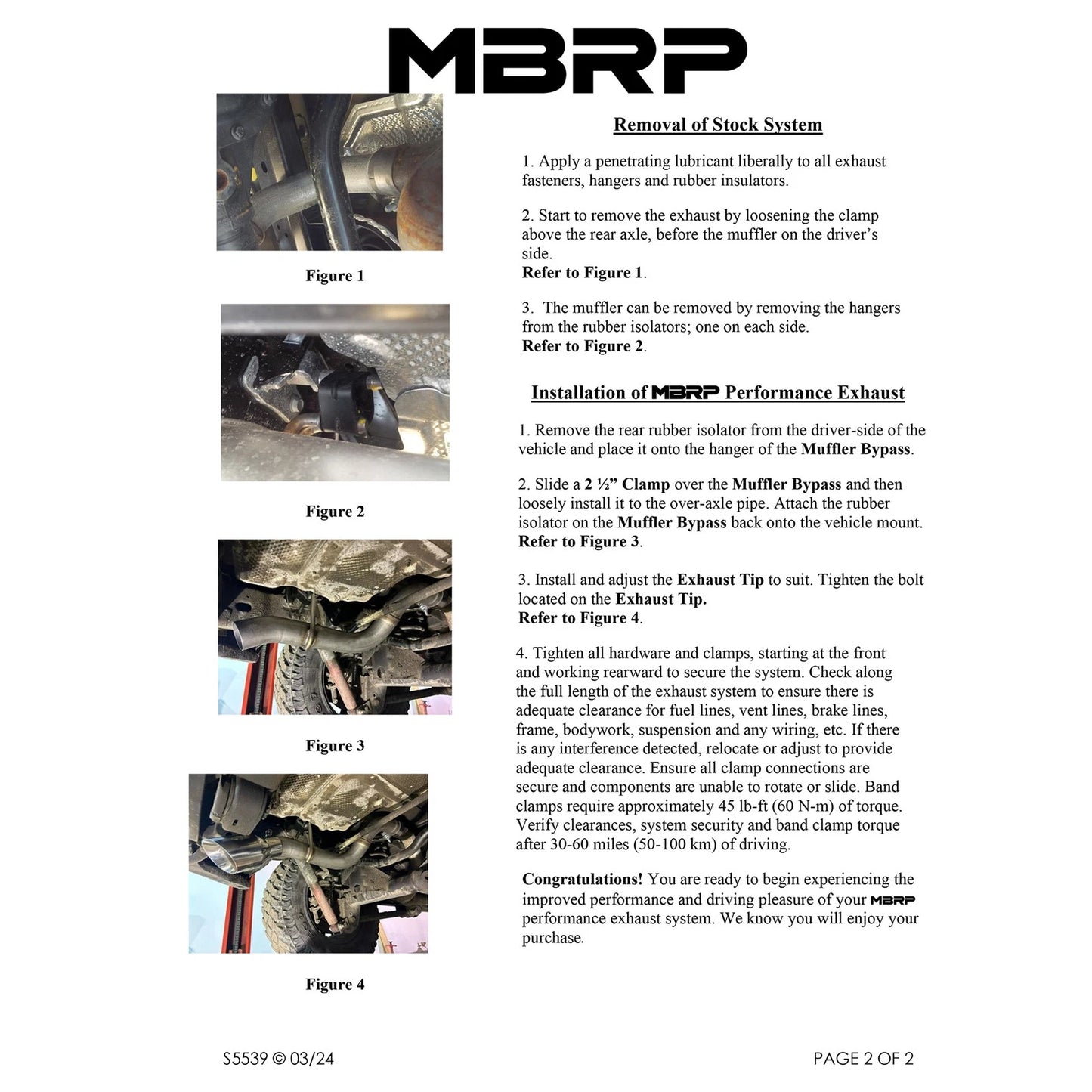 MBRP 18-24 Jeep Wrangler 3.6L T409 Stainless Steel 2.5in Axle-Back Turn Down Exit - Black Tip