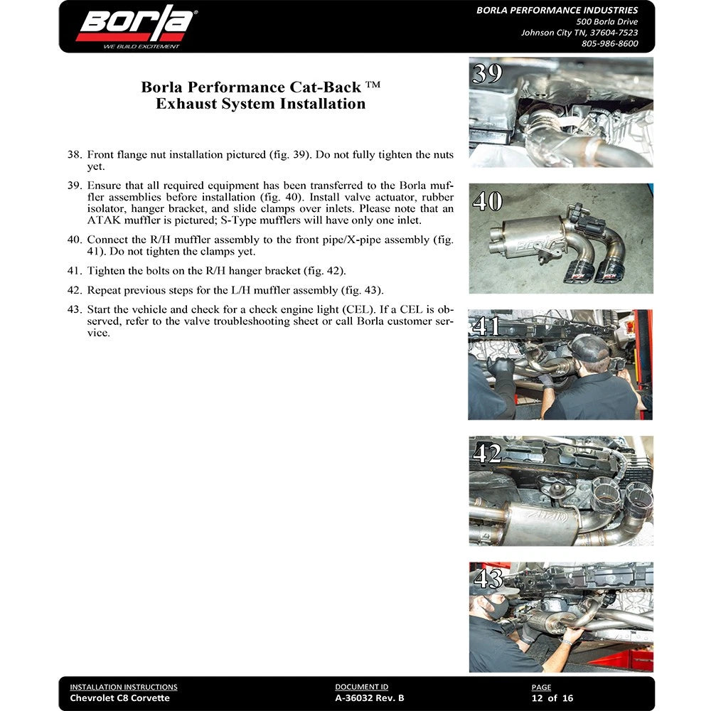 Borla 2020 Chevrolet Corvette C8 6.2 ATAK 3in Exhaust System Dual Round Rolled A/C Black Chrome Tips