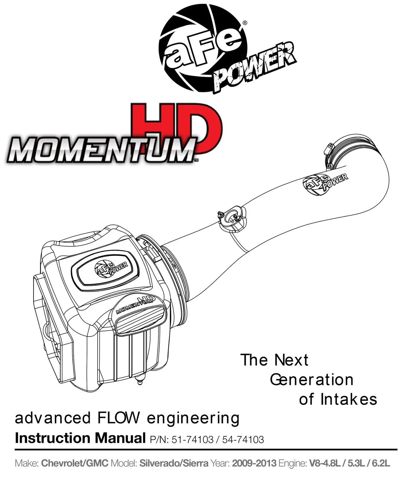 aFe Momentum GT PRO 5R Stage-2 Si Intake System, GM 09-13 Silverado/Sierra 1500 V8 (GMT900)