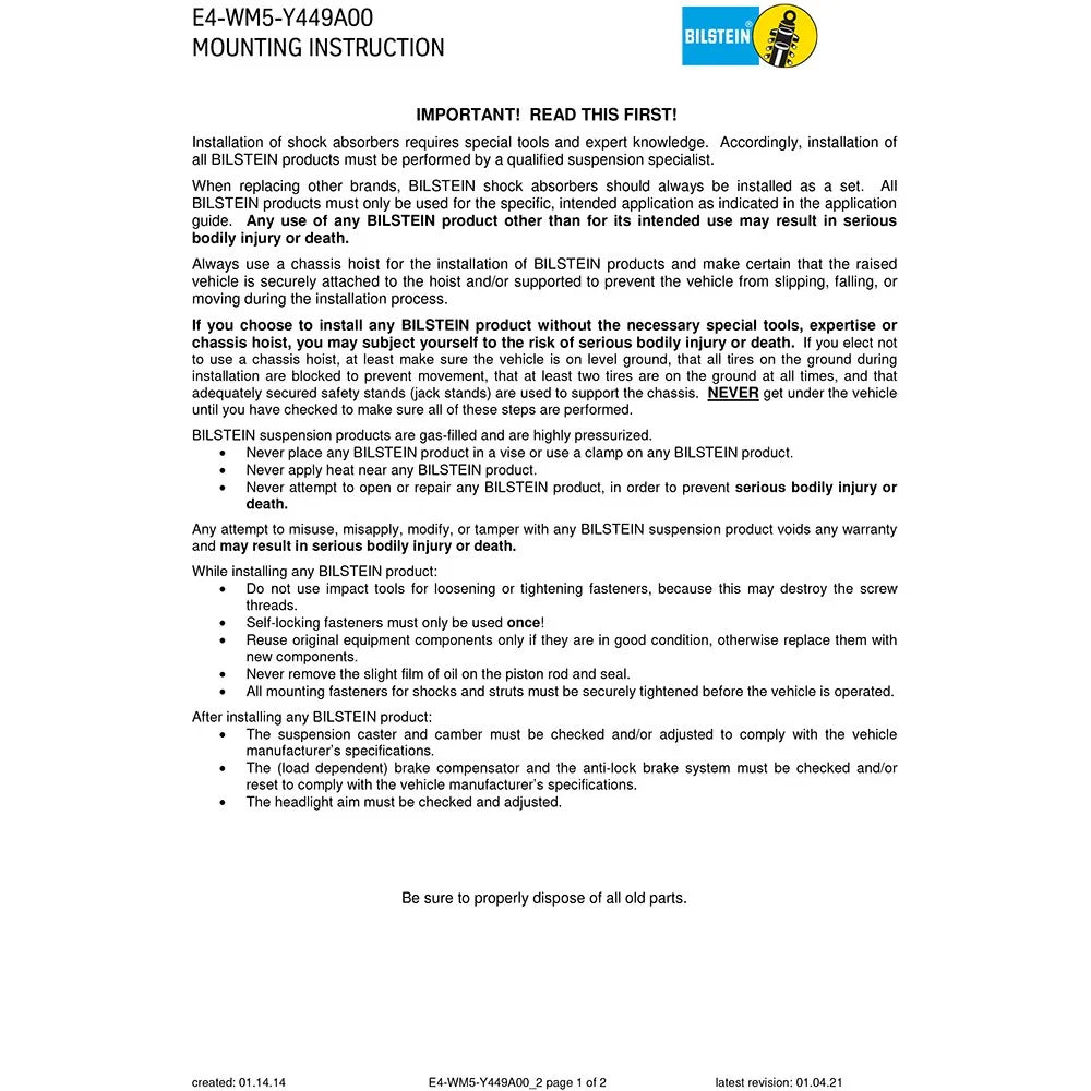 Bilstein 19-21 Ram 2500 B6 4600 Shock Rear