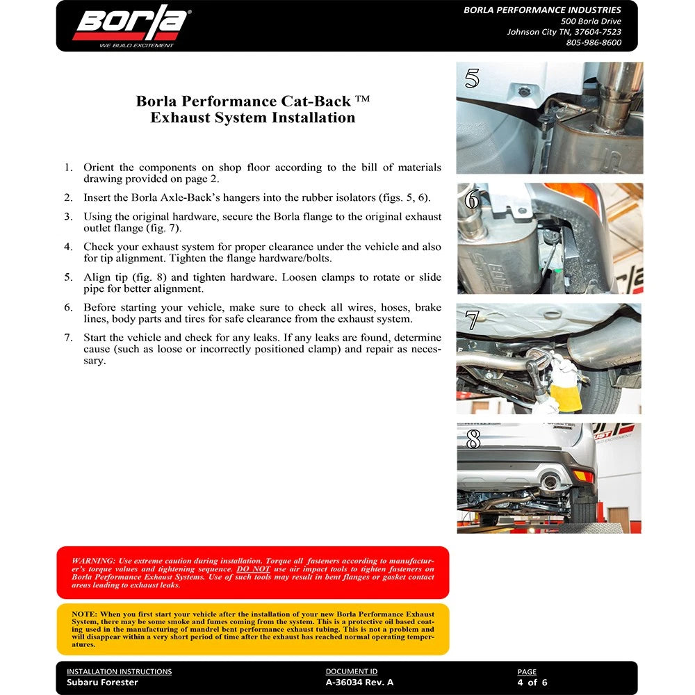 Borla 19-20 Subaru Forester 2.5L S-Type Rear Section