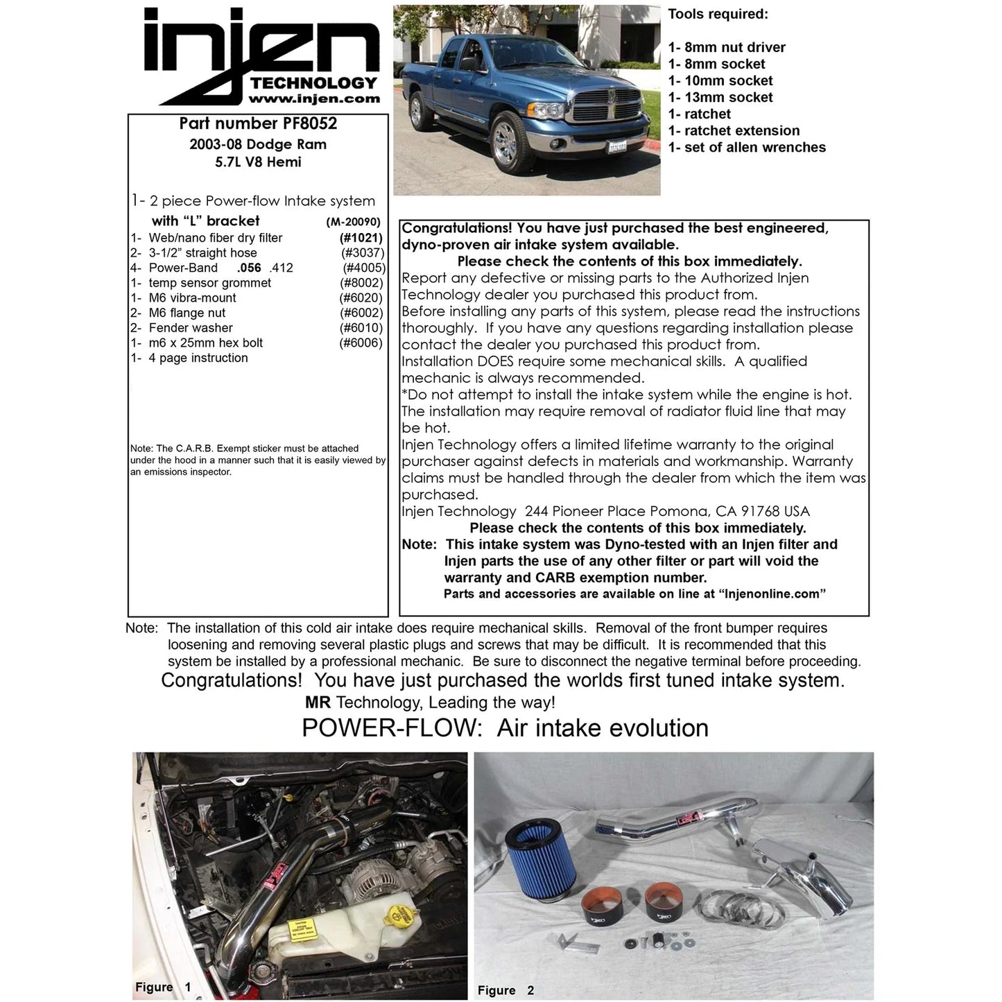 Injen 03-08 Dodge Ram 5.7L V8 Hemil Polished Power-Flow Air Intake System