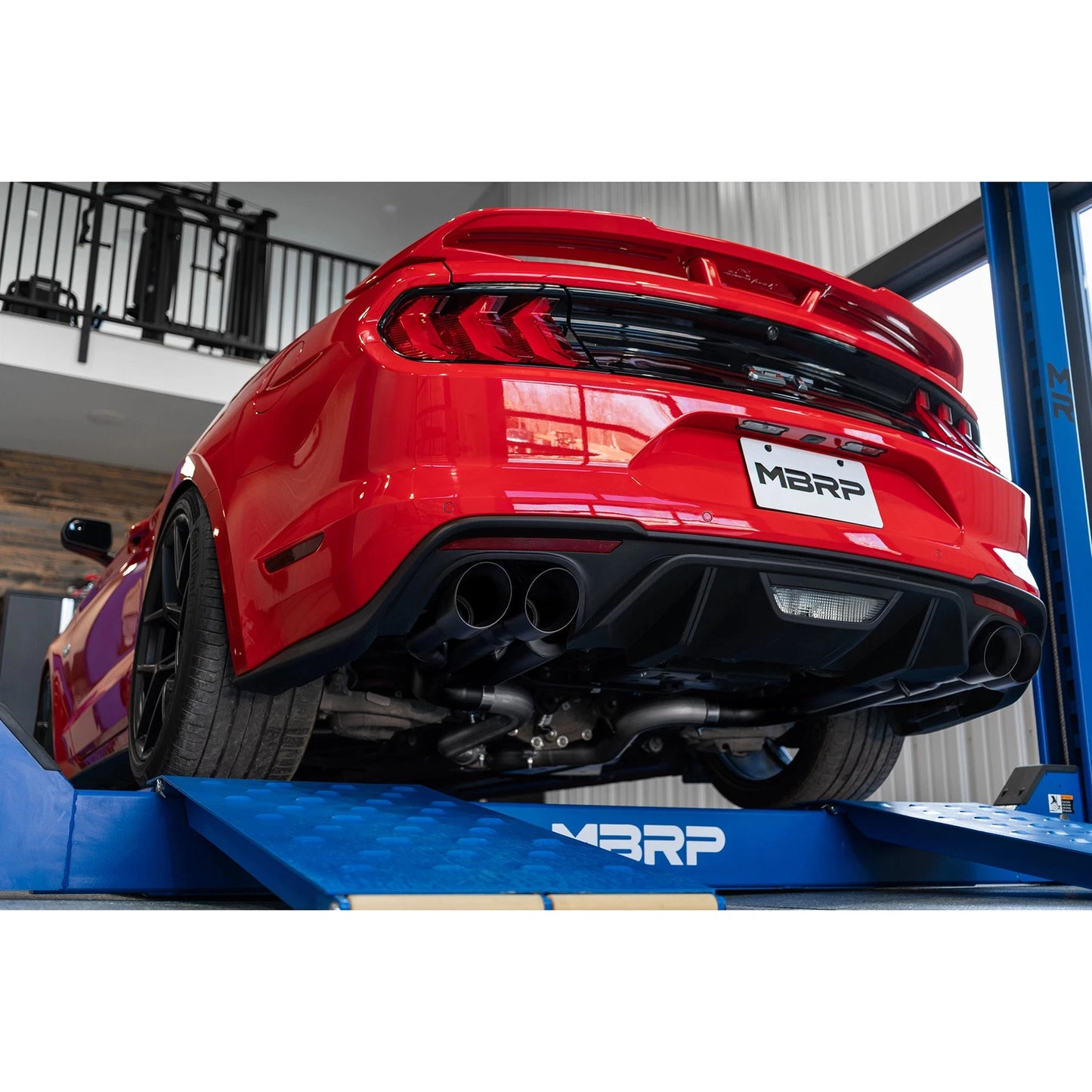 MBRP 18-19 Ford Mustang GT 5.0 3in Dual Split Rear Cat Back w/ Quad 4in Dual Wall Tips- Black Coated