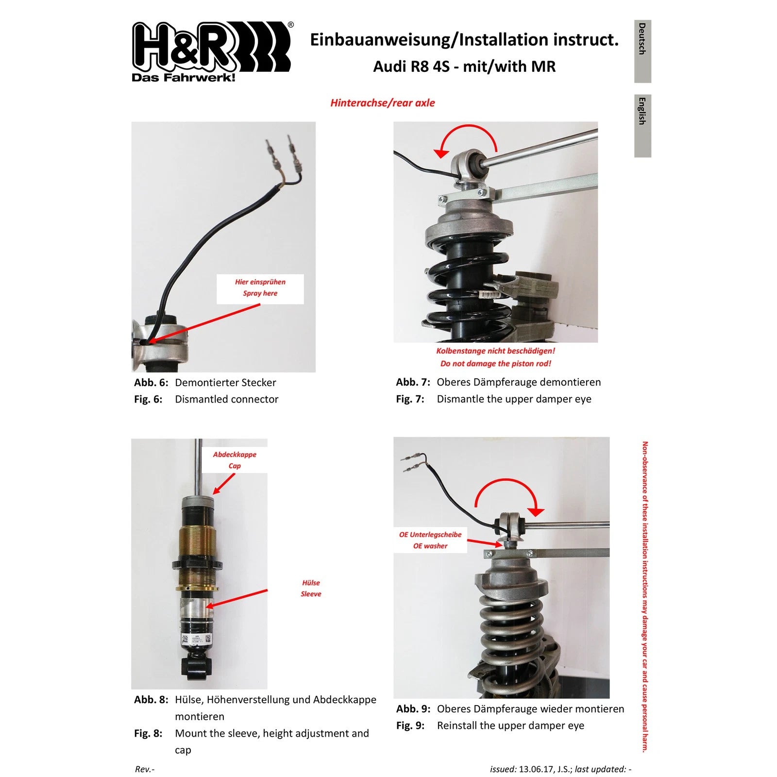 H&R 17-22 Audi R8 Coupe V10 (AWD/RWD) 4S VTF Adjustable Lowering Springs (w/Adaptive Suspension)