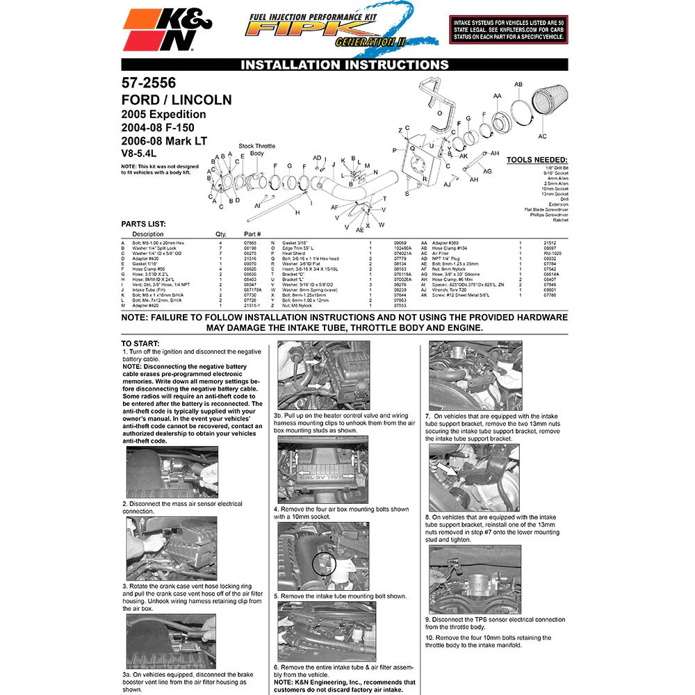 K&N 04 Ford F150 V8-5.4L Performance Intake Kit