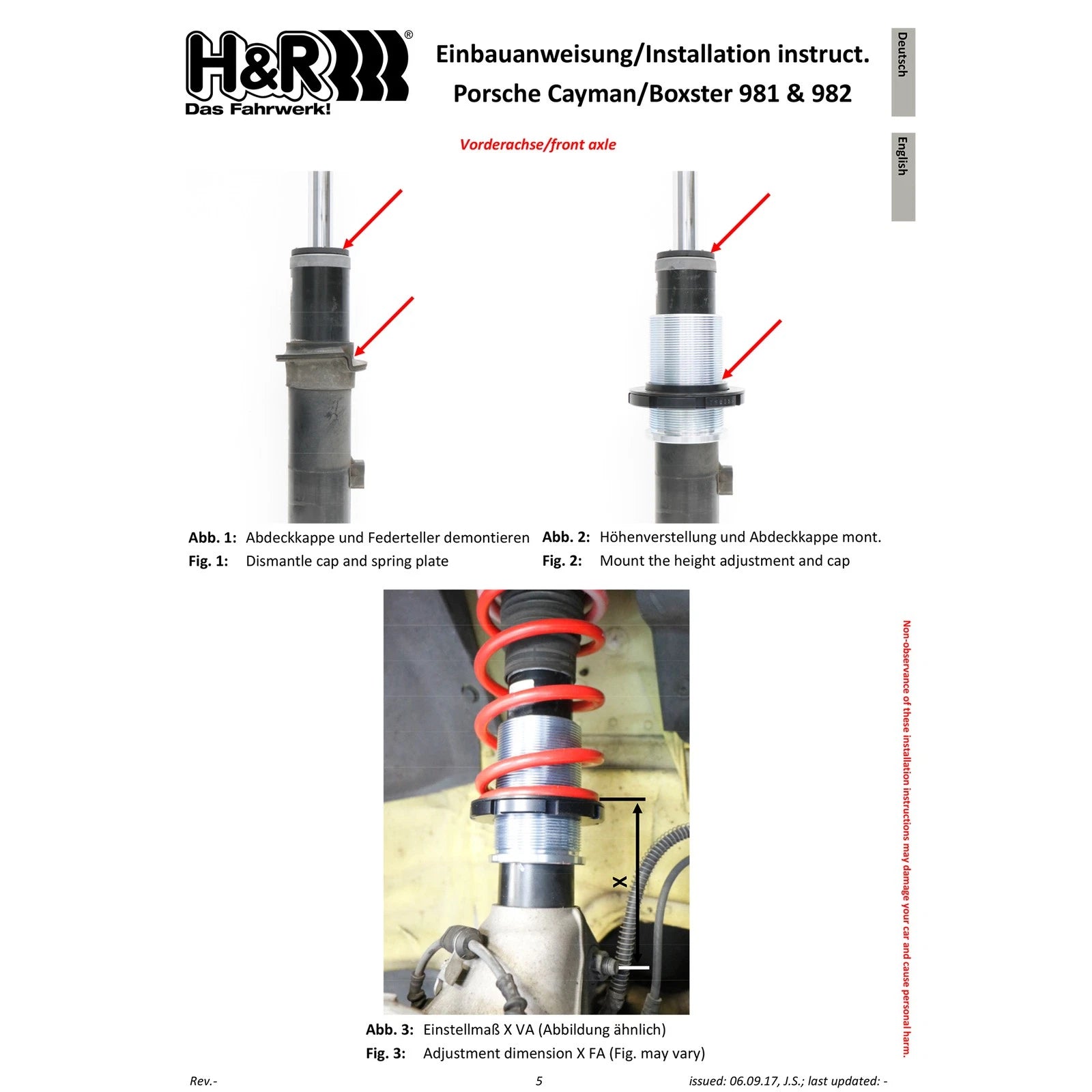 H&R 13-16 Porsche Cayman/Cayman S 981 VTF Adjustable Lowering Springs (Incl. PASM)