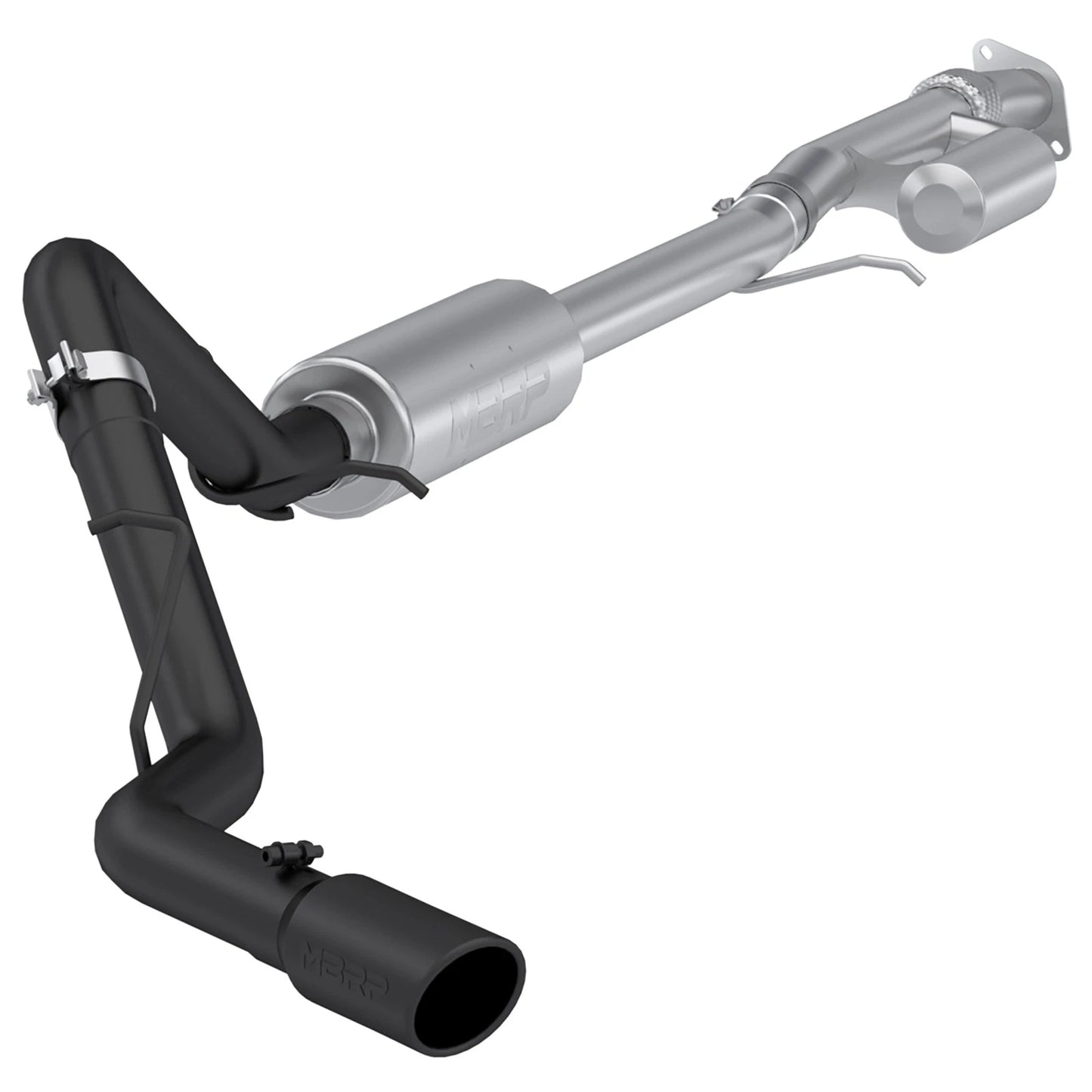 MBRP 19-24 GM 1500 Silverado/Sierra 2.7L Blk-Coated Alum. Steel 3in Cat-Back Single Side 4in Blk Tip