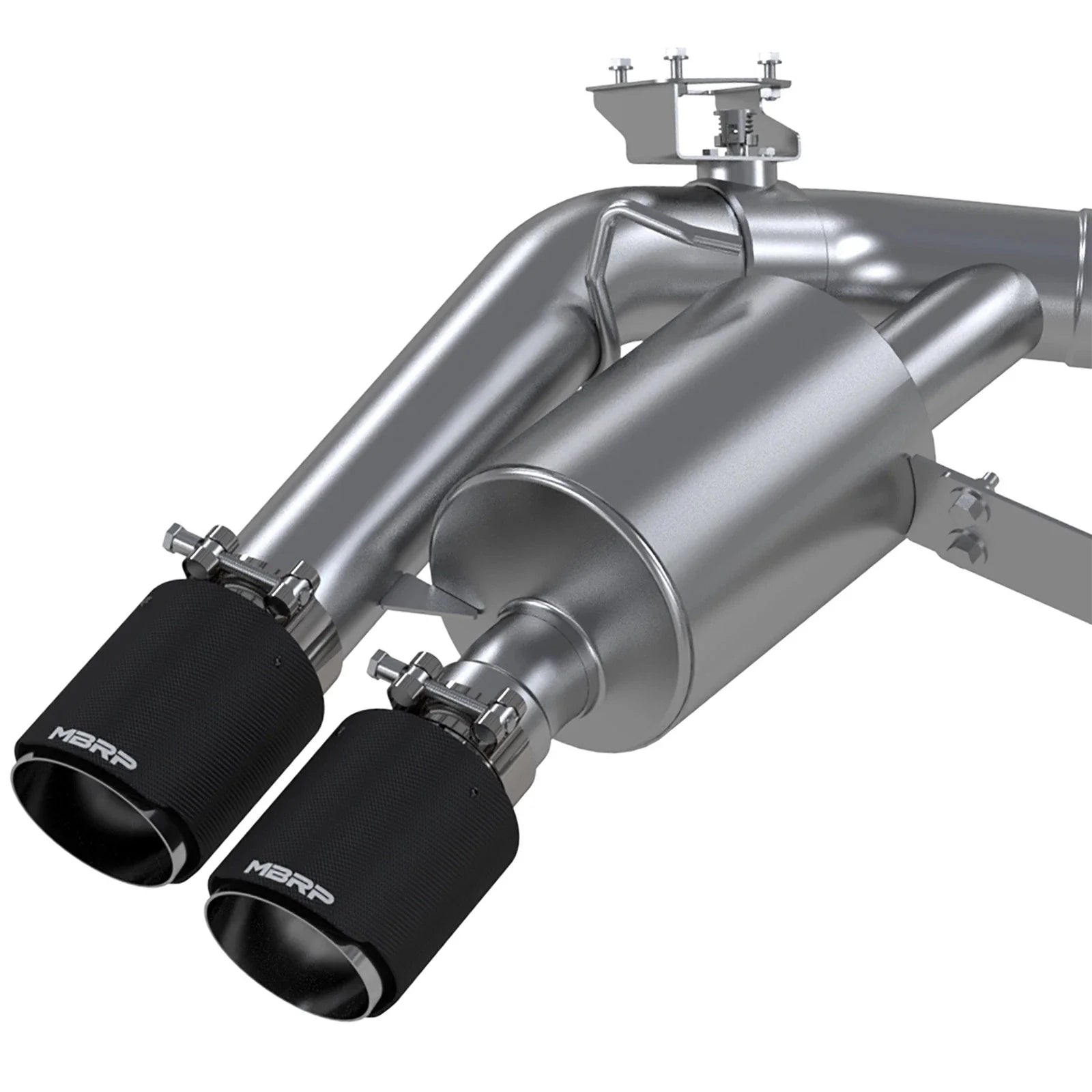 MBRP 18-22 BMW M2 Competition 3.0L T304 SS 3in Resonator-Back Exhaust Quad Rear w/ Carbon Fiber Tips