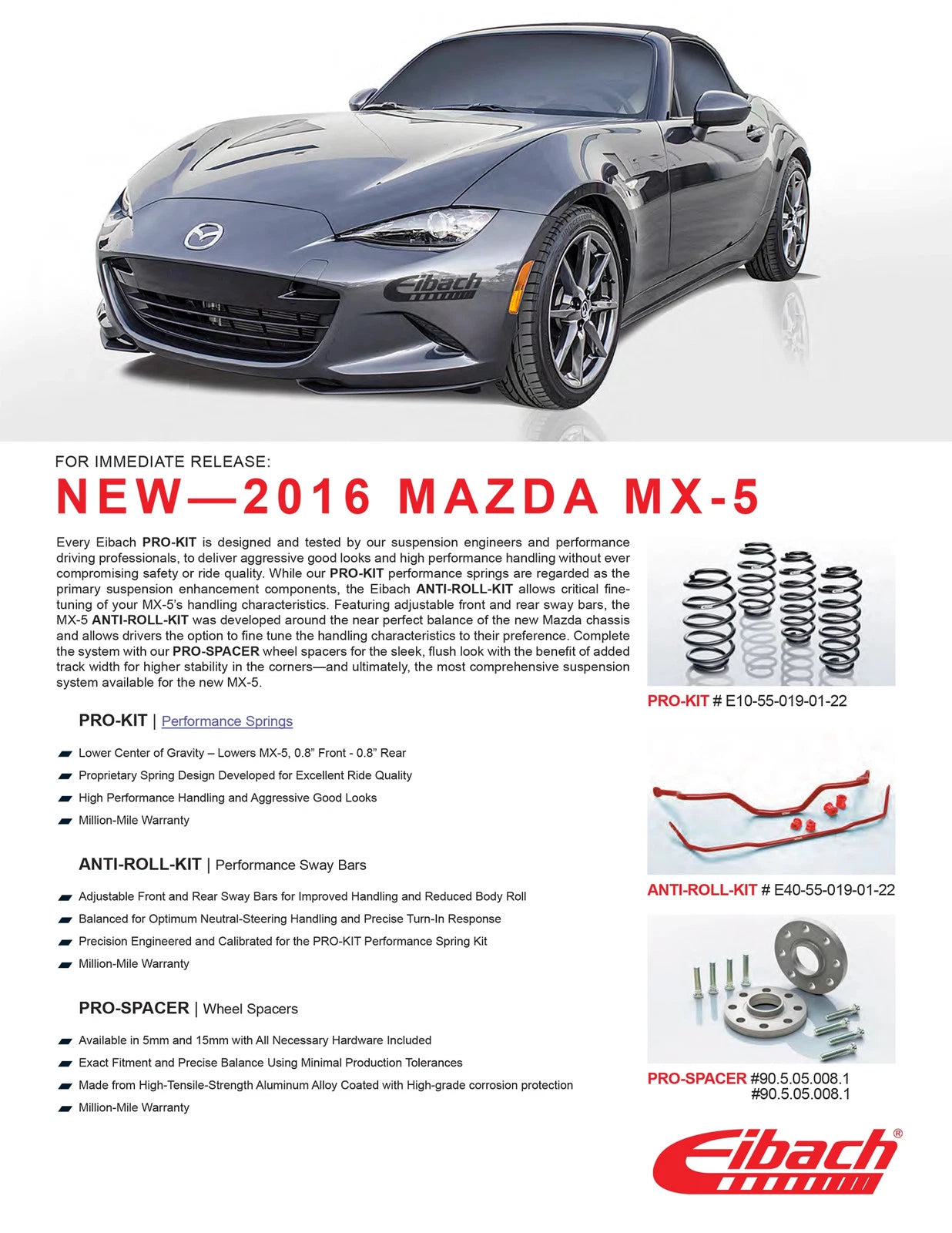 Eibach Pro-Kit for 2016 Mazda MX-5