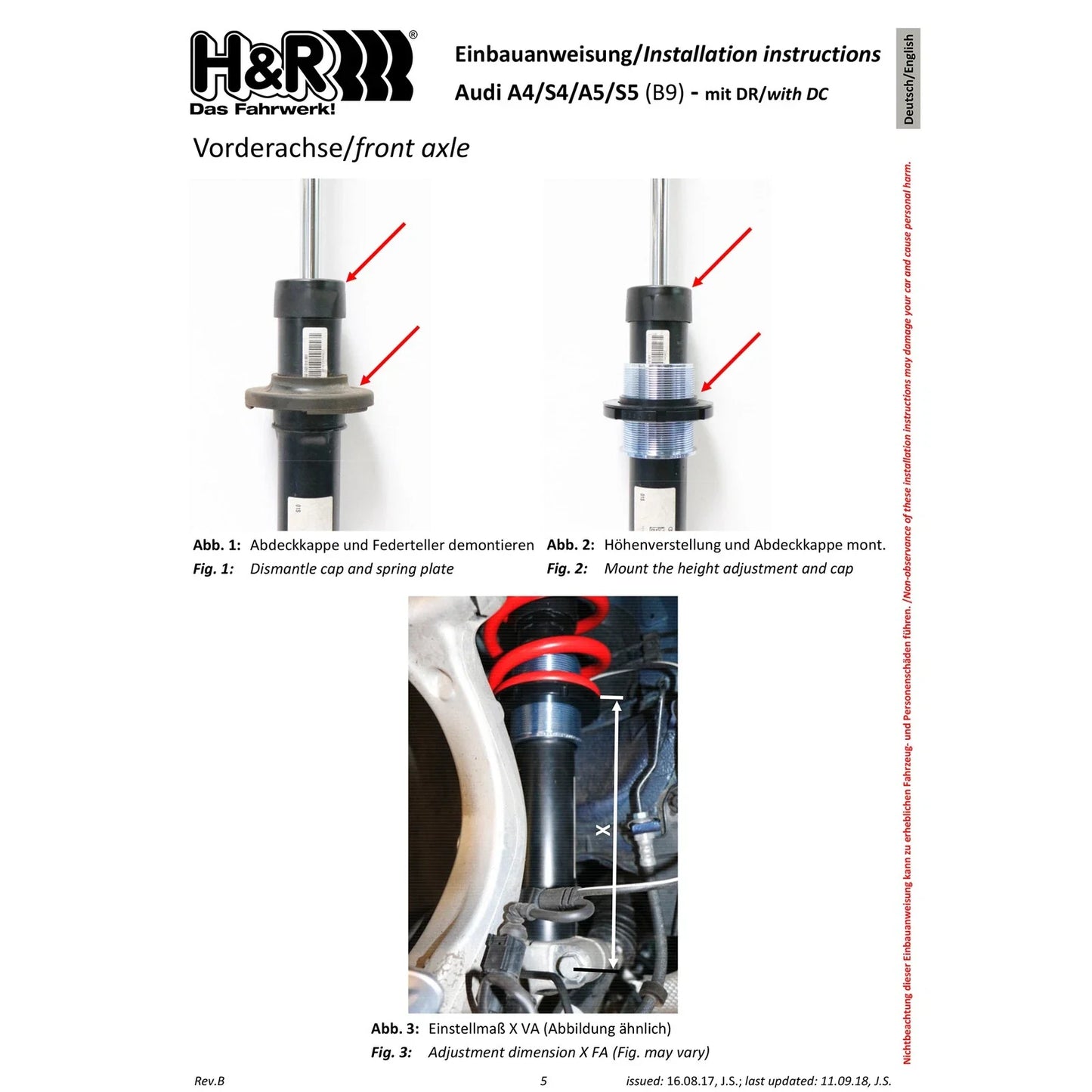 H&R 18-22 Audi A5 Coupe Premium/Premium Plus (AWD) B9 VTF Adjustable Lowering Springs (Incl. MRC)