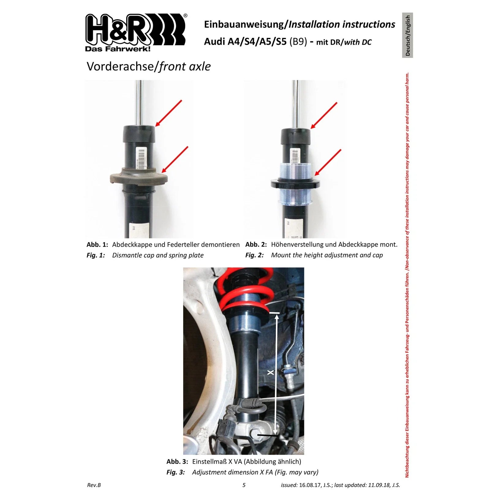H&R 18-22 Audi A5 Coupe Premium/Premium Plus (AWD) B9 VTF Adjustable Lowering Springs (Incl. MRC)